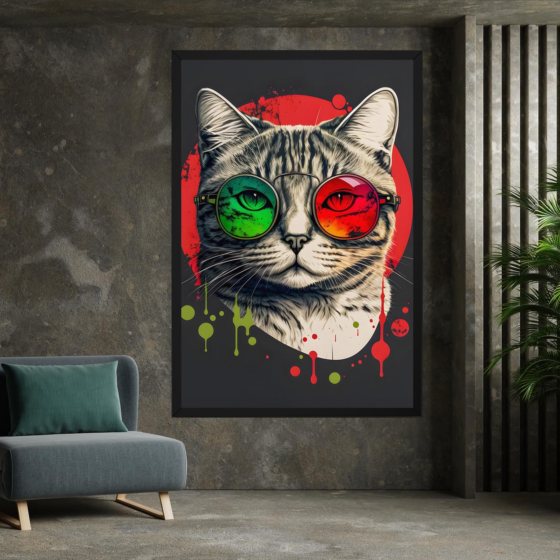 Green Red Glasses Cat mockup 7