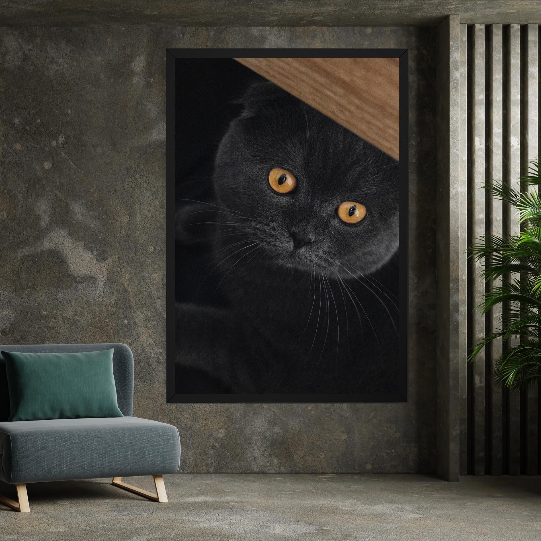 Leinwandbild Grey Cat With Orange Eyes mockup 7