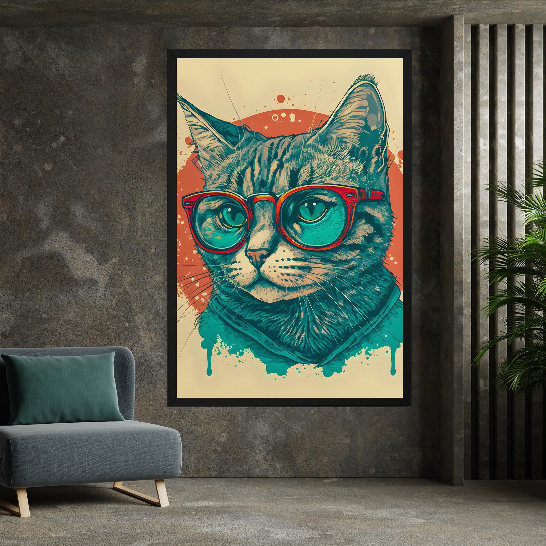 Leinwandbild Red Glasses Cat mockup 7