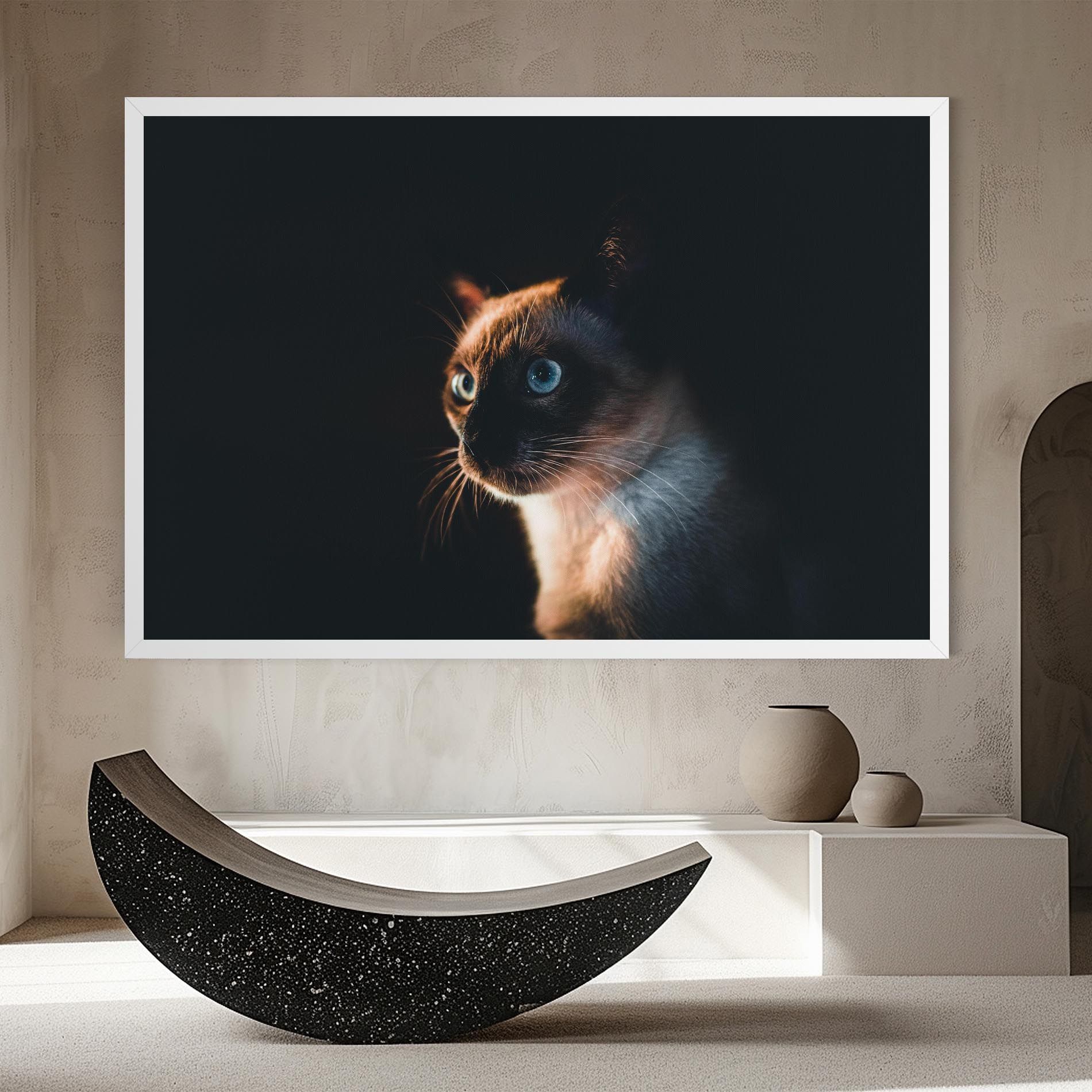 Blue Eyes Cat In Dark mockup 8