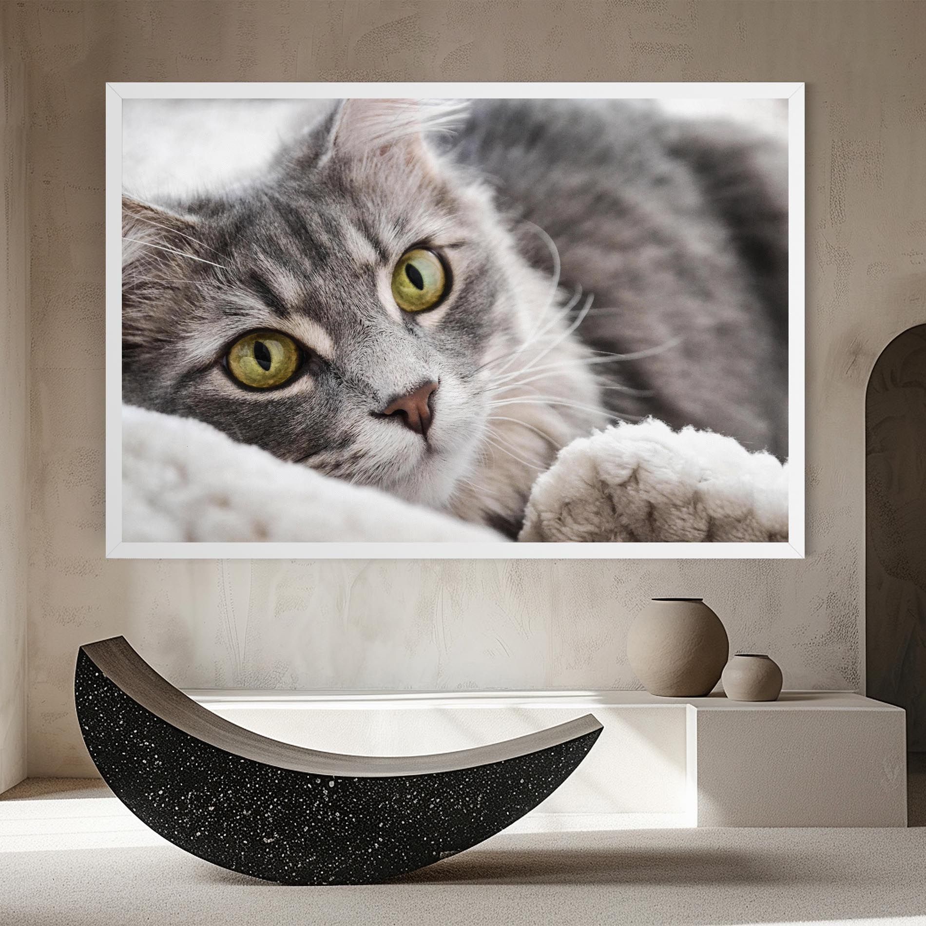 Grey Fluffy Cat mockup 8