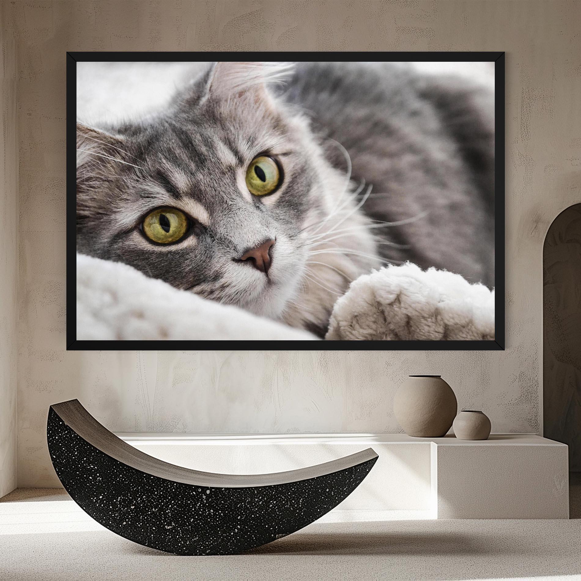 Leinwandbild Grey Fluffy Cat mockup 8