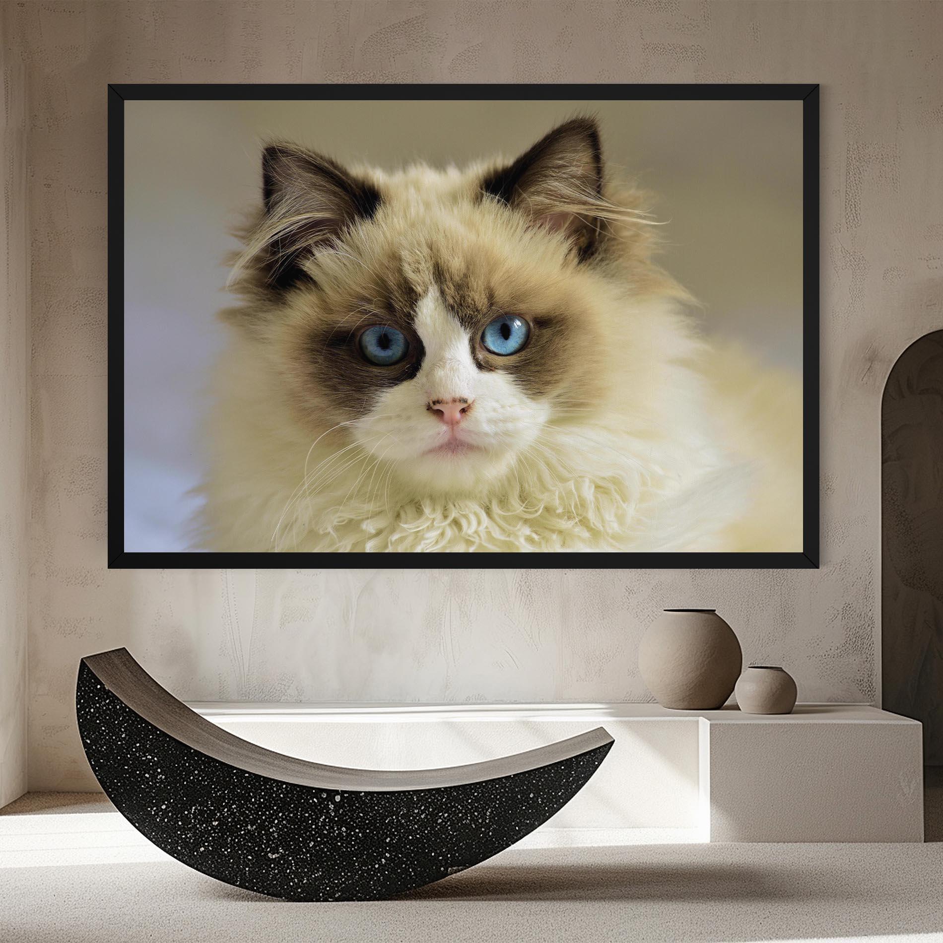 Leinwandbild Interesting Blue Eyes Cat mockup 8