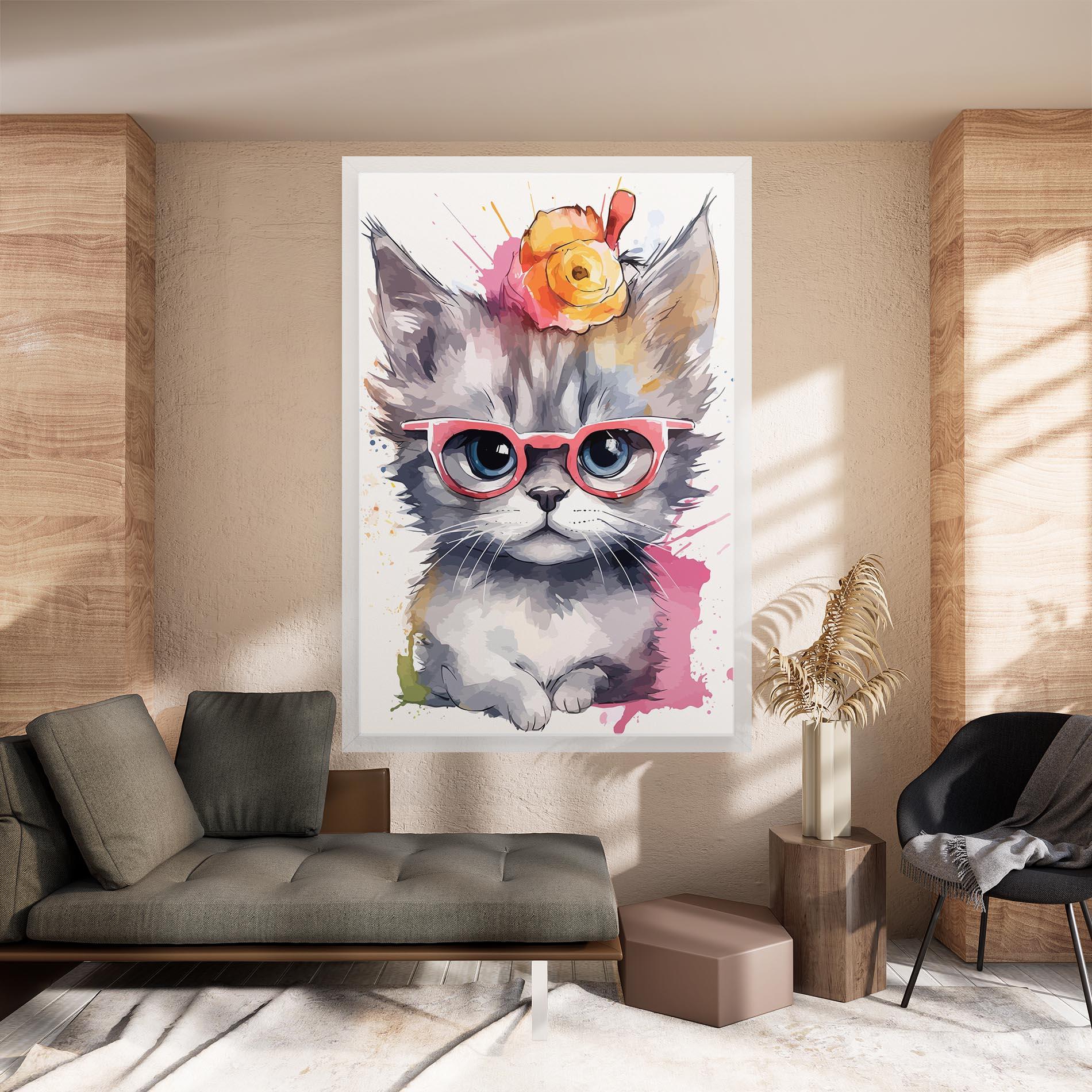 Leinwandbild Adorable Grey Cat mockup 8