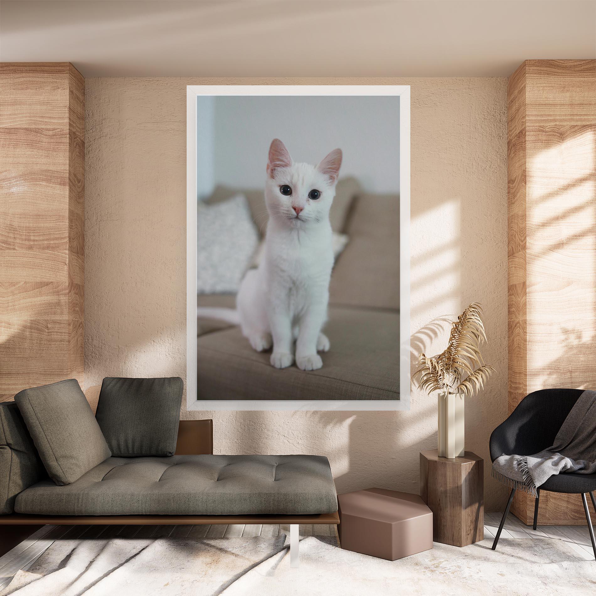 Leinwandbild Beautiful White Cat mockup 8