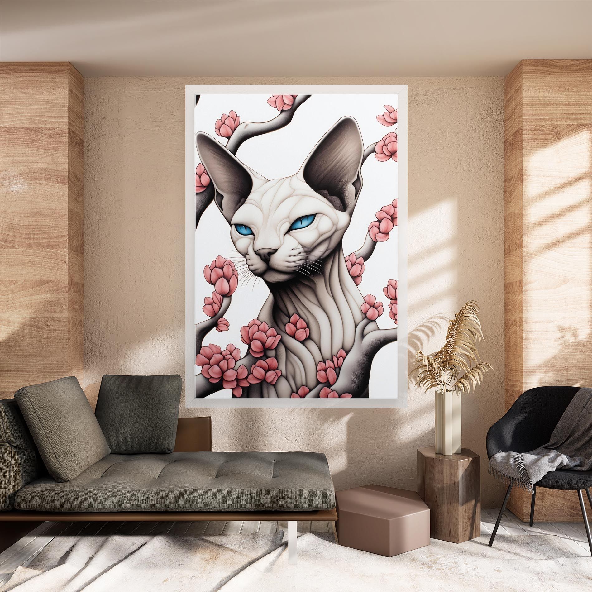 Blue Eyes Cat Drawing mockup 8