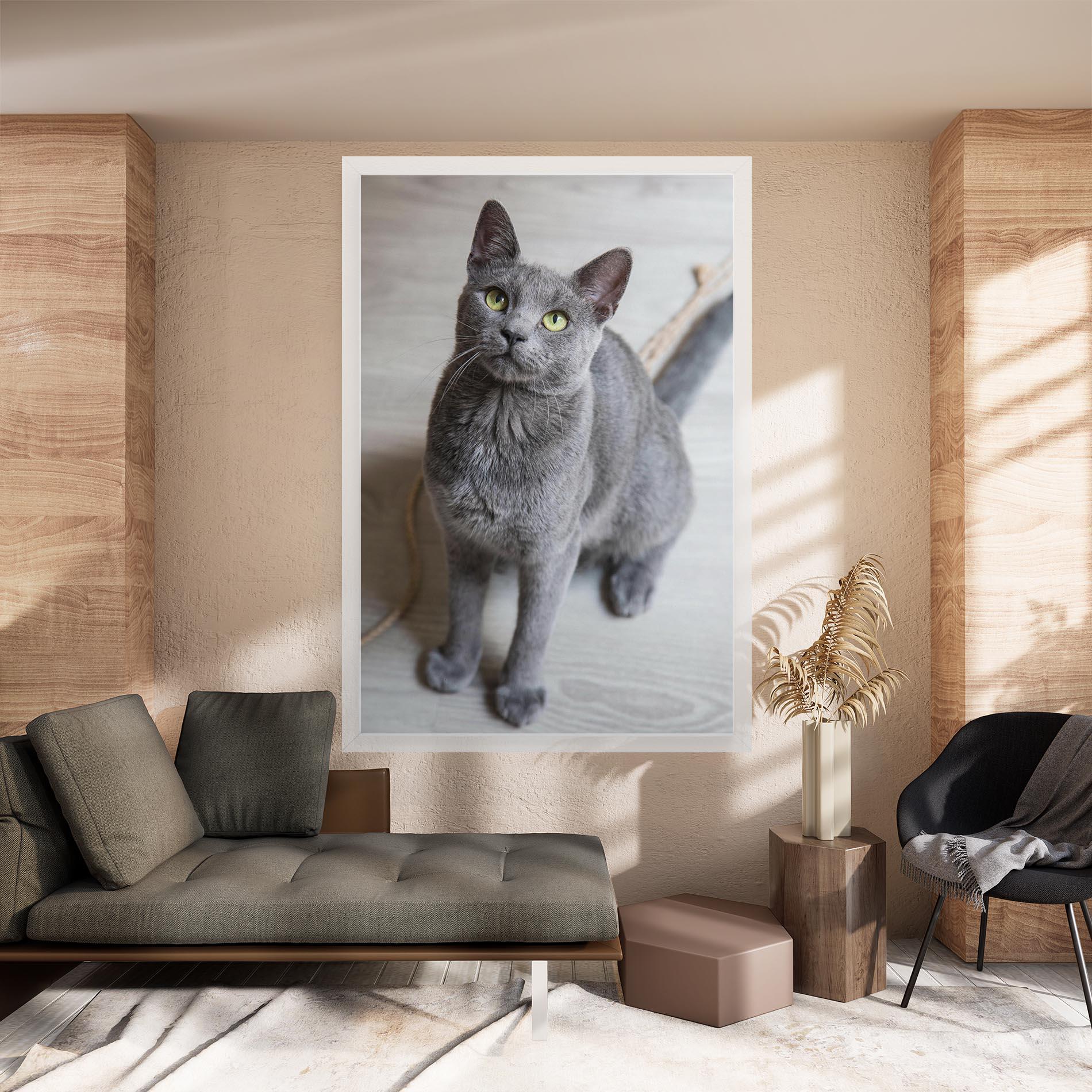 Leinwandbild Grey Green Cat Eyes mockup 8