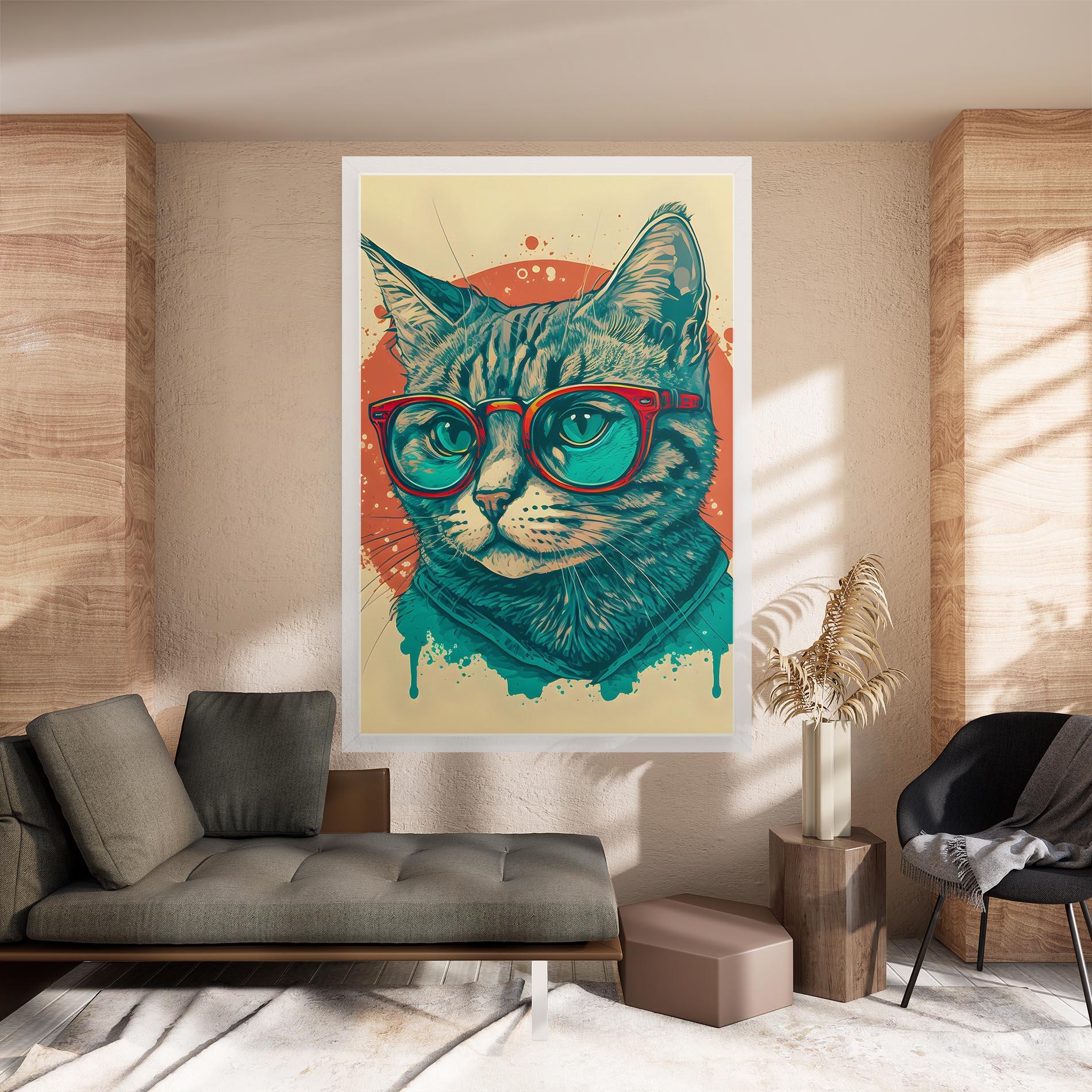 Leinwandbild Red Glasses Cat mockup 8