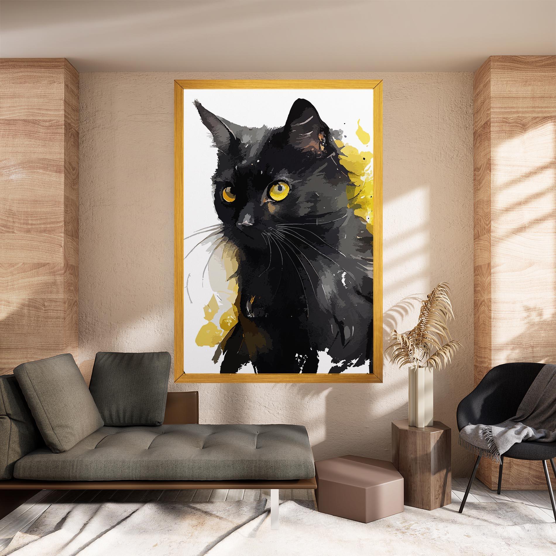 Leinwandbild Beautiful Black Cat mockup 8