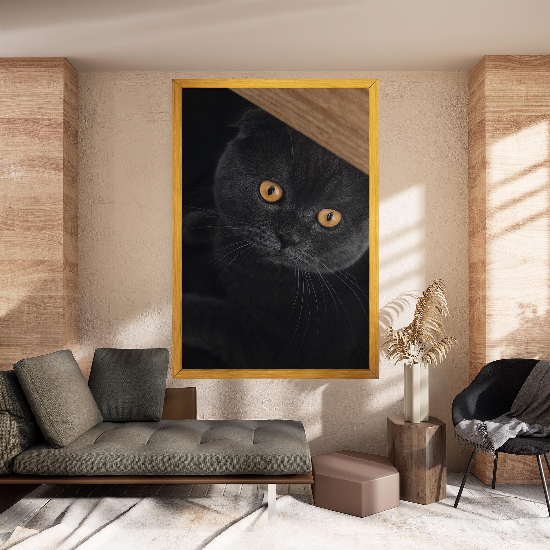 Leinwandbild Grey Cat With Orange Eyes mockup 8