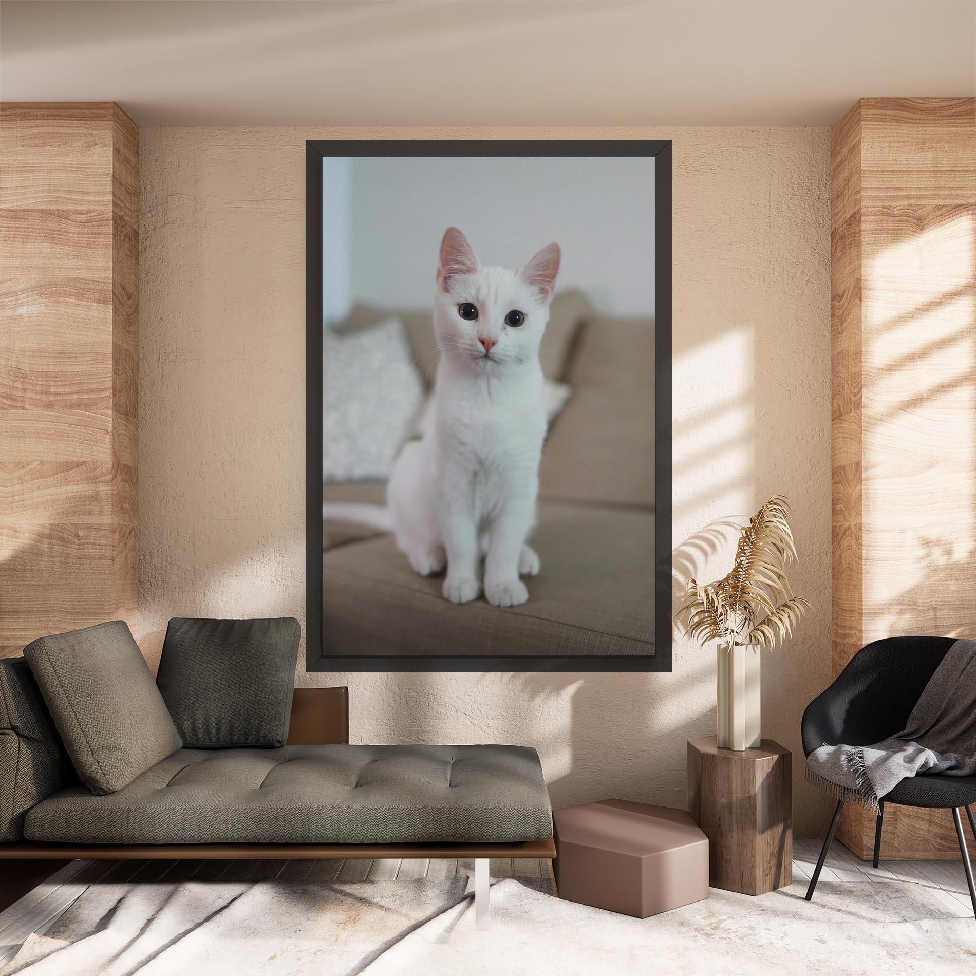 Leinwandbild Beautiful White Cat mockup 8
