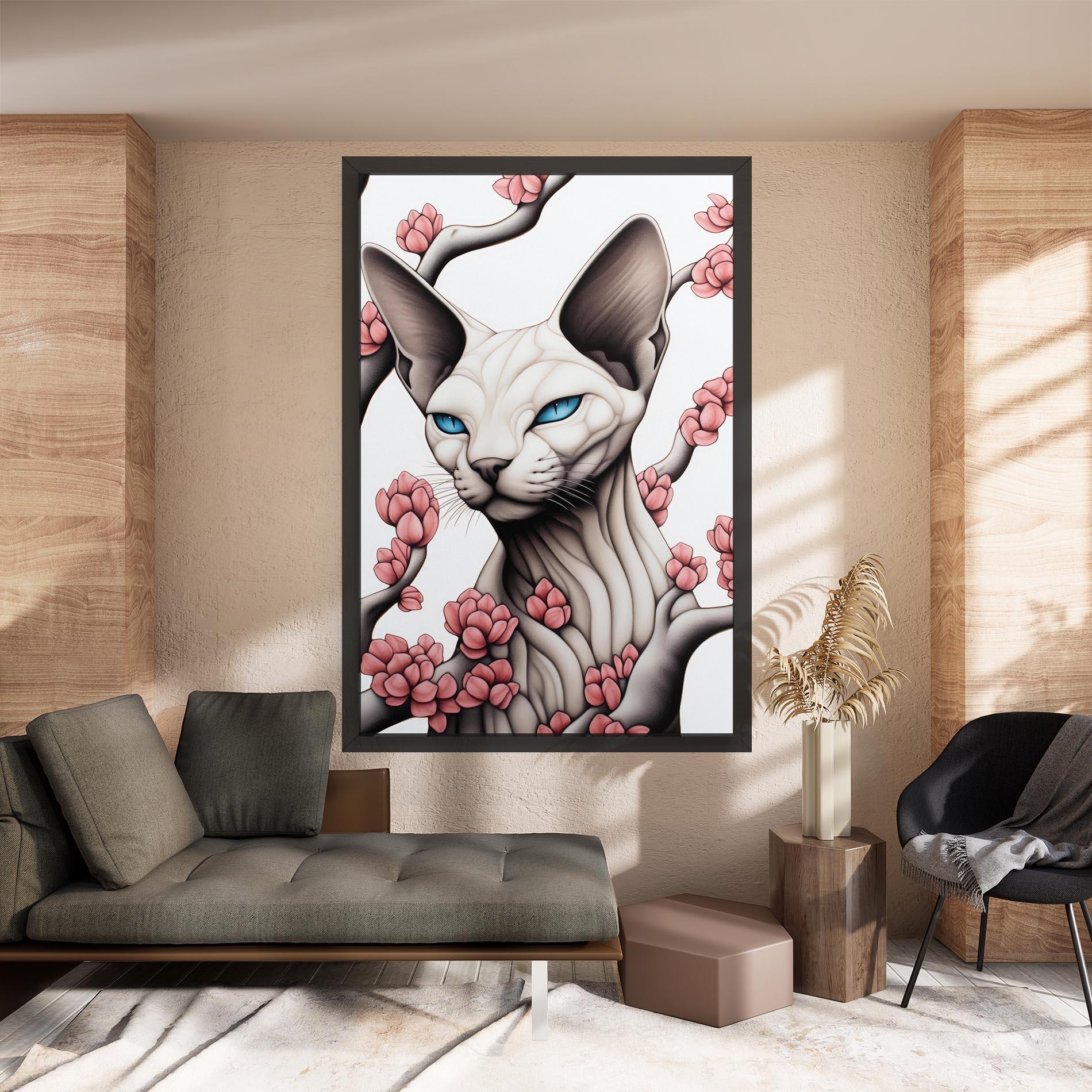 Leinwandbild Blue Eyes Cat Drawing mockup 8