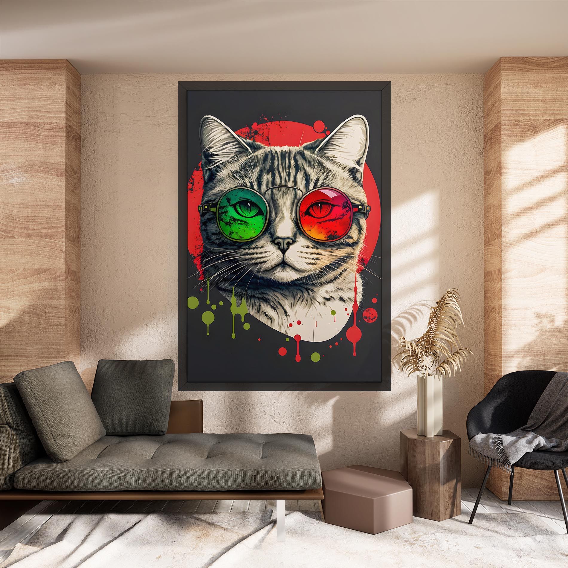 Green Red Glasses Cat mockup 8