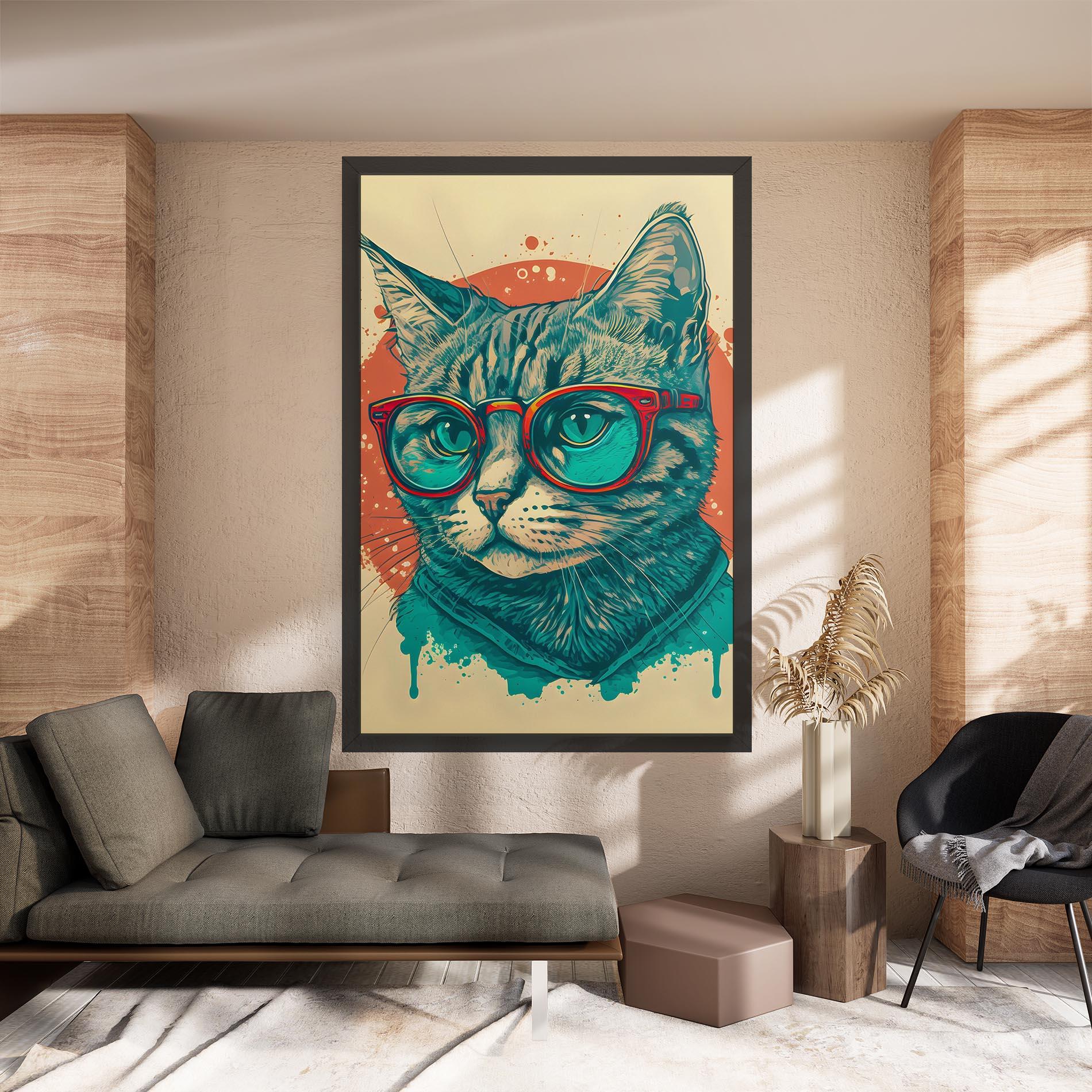 Leinwandbild Red Glasses Cat mockup 8