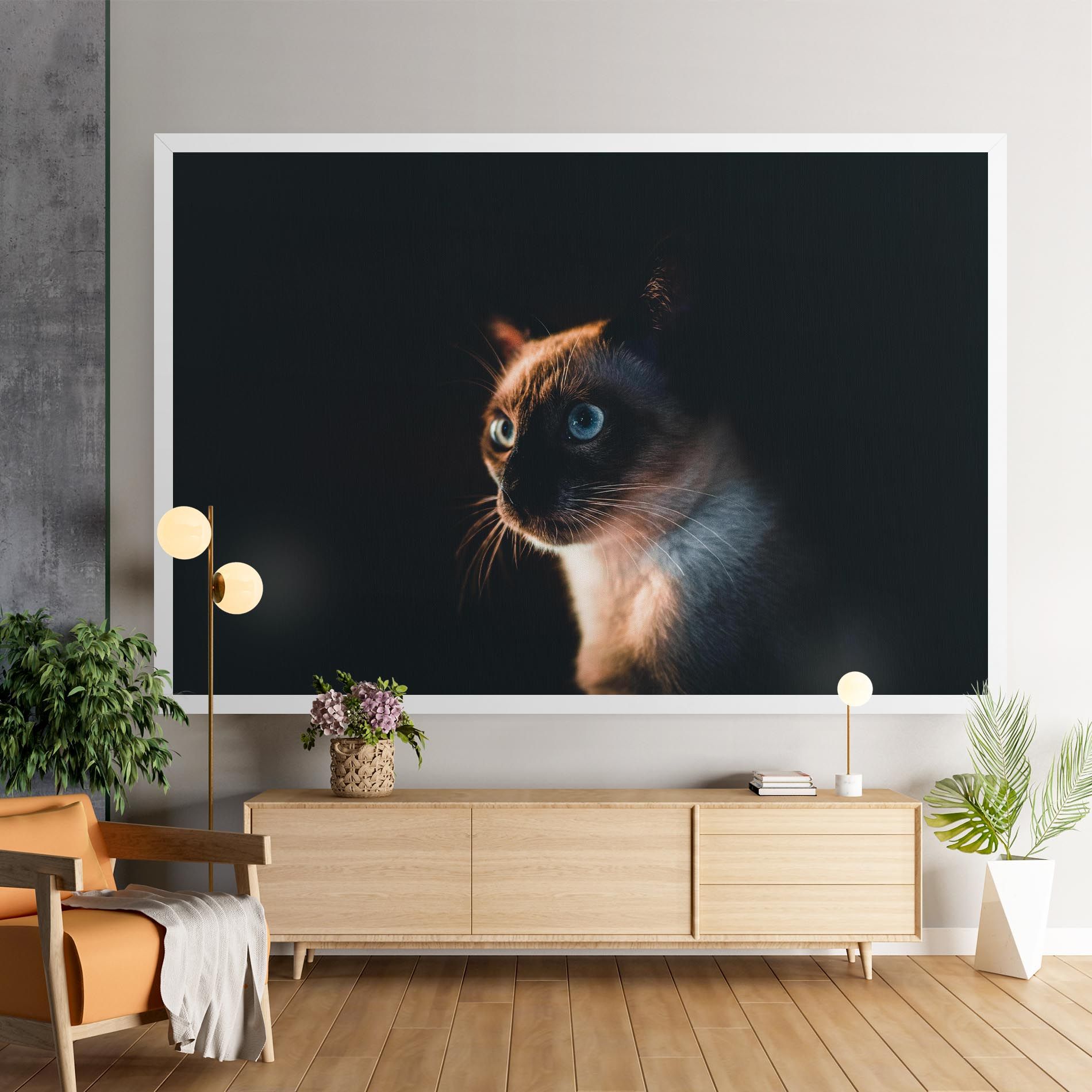 Blue Eyes Cat In Dark mockup 9