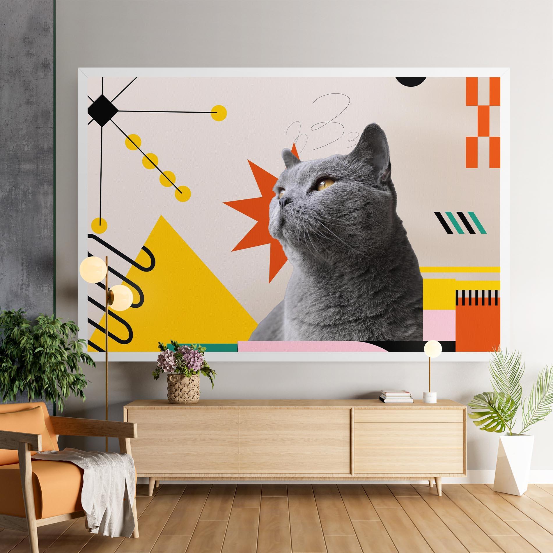 Leinwandbild Colorful Graphic Cat mockup 9