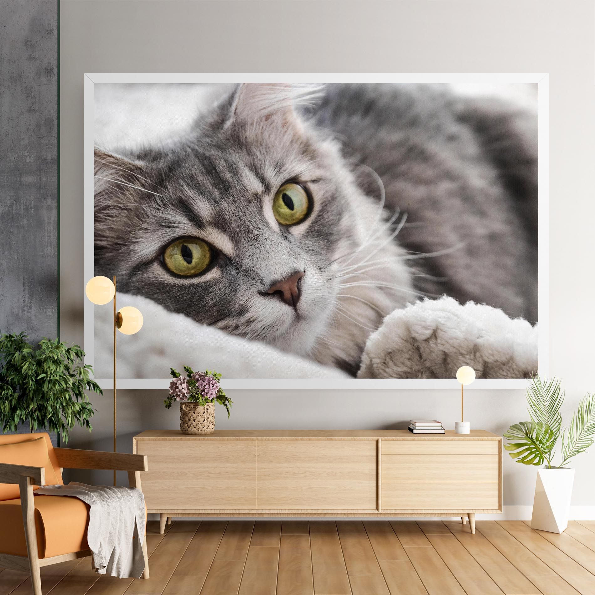 Grey Fluffy Cat mockup 9