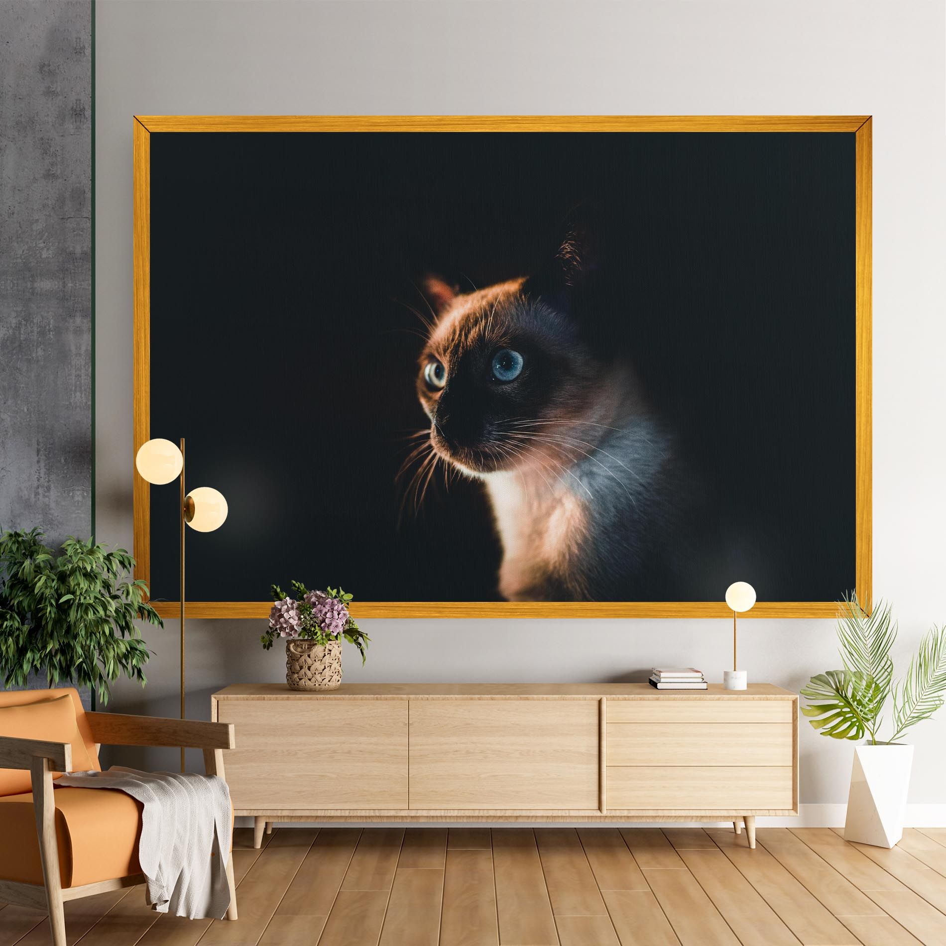 Blue Eyes Cat In Dark mockup 9
