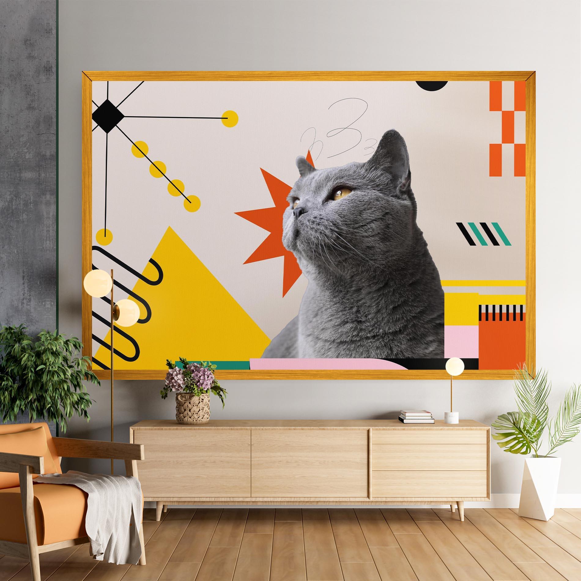 Leinwandbild Colorful Graphic Cat mockup 9