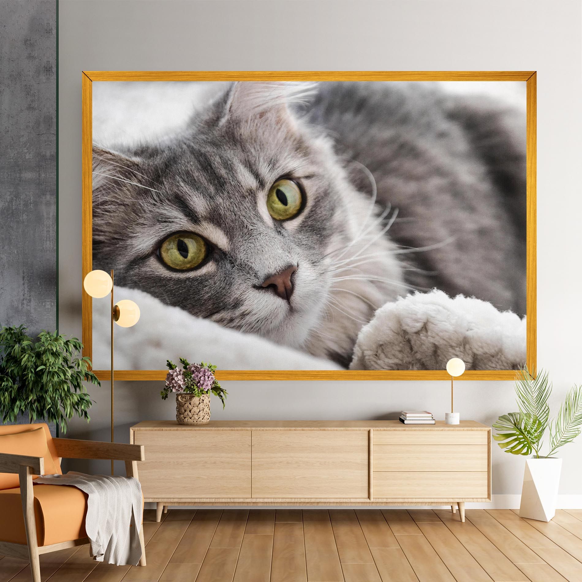 Grey Fluffy Cat mockup 9