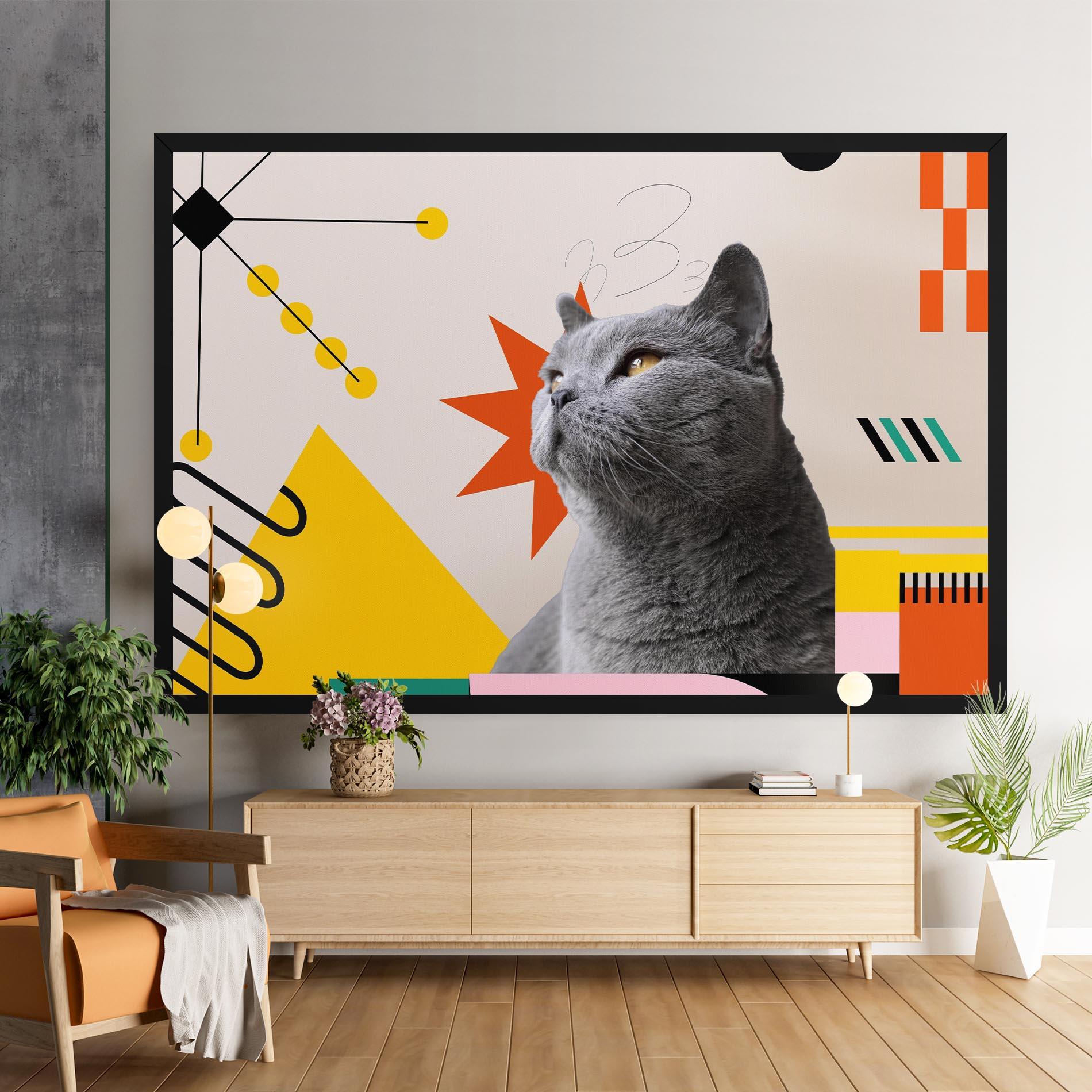 Leinwandbild Colorful Graphic Cat mockup 9
