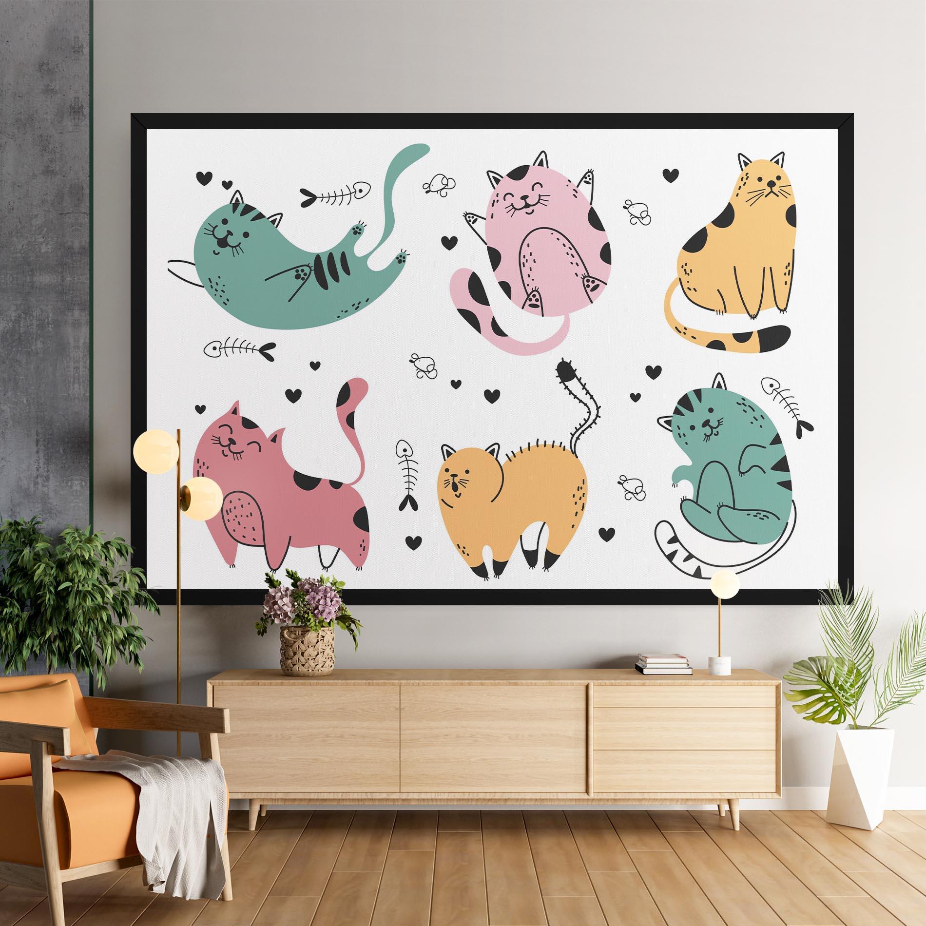 Leinwandbild Doodle Cat mockup 9