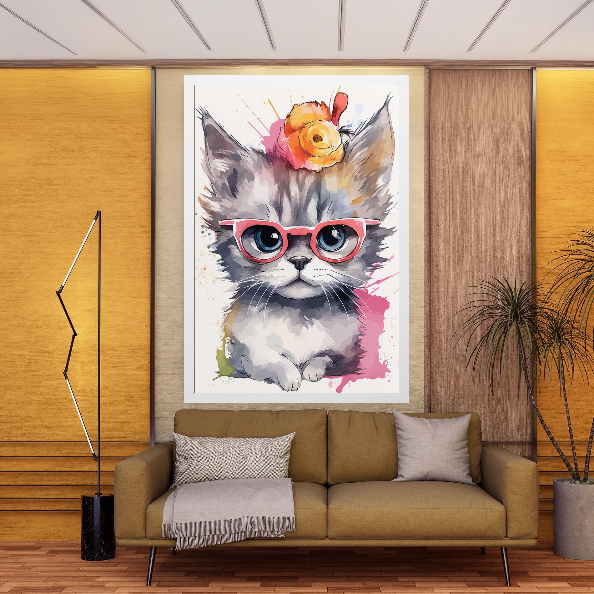 Leinwandbild Adorable Grey Cat mockup 9