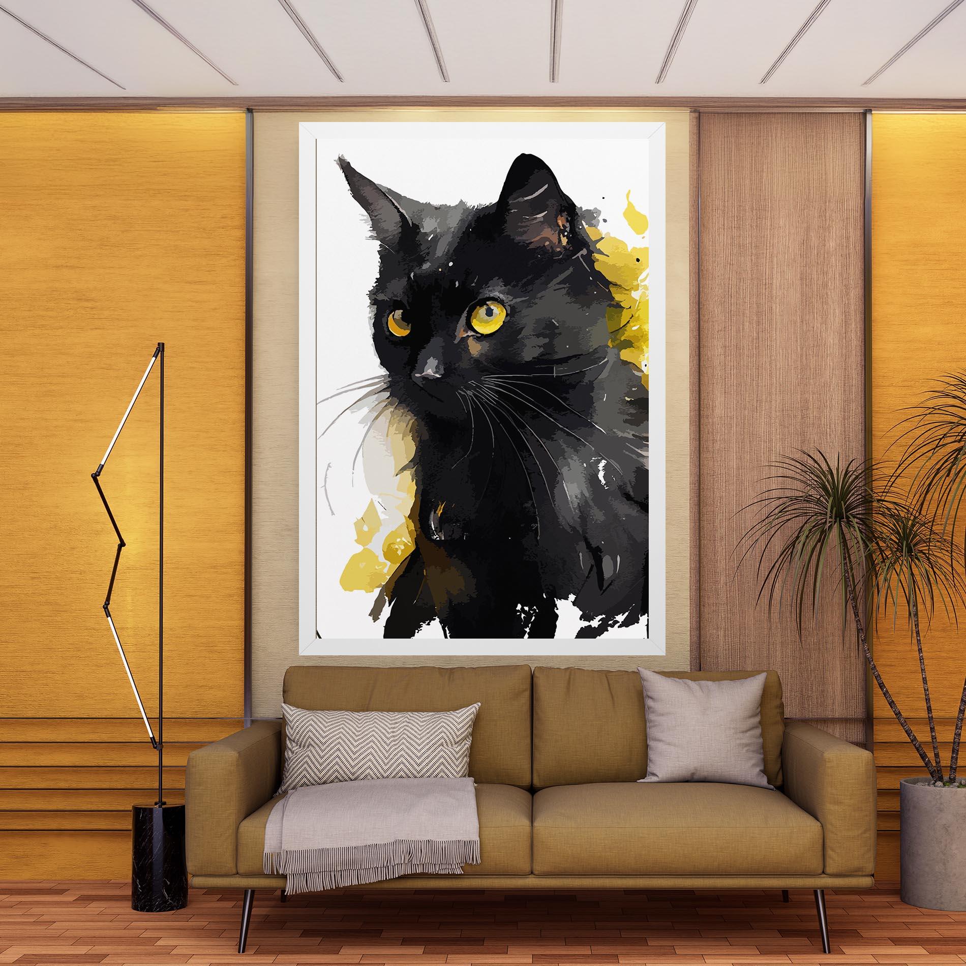 Leinwandbild Beautiful Black Cat mockup 9