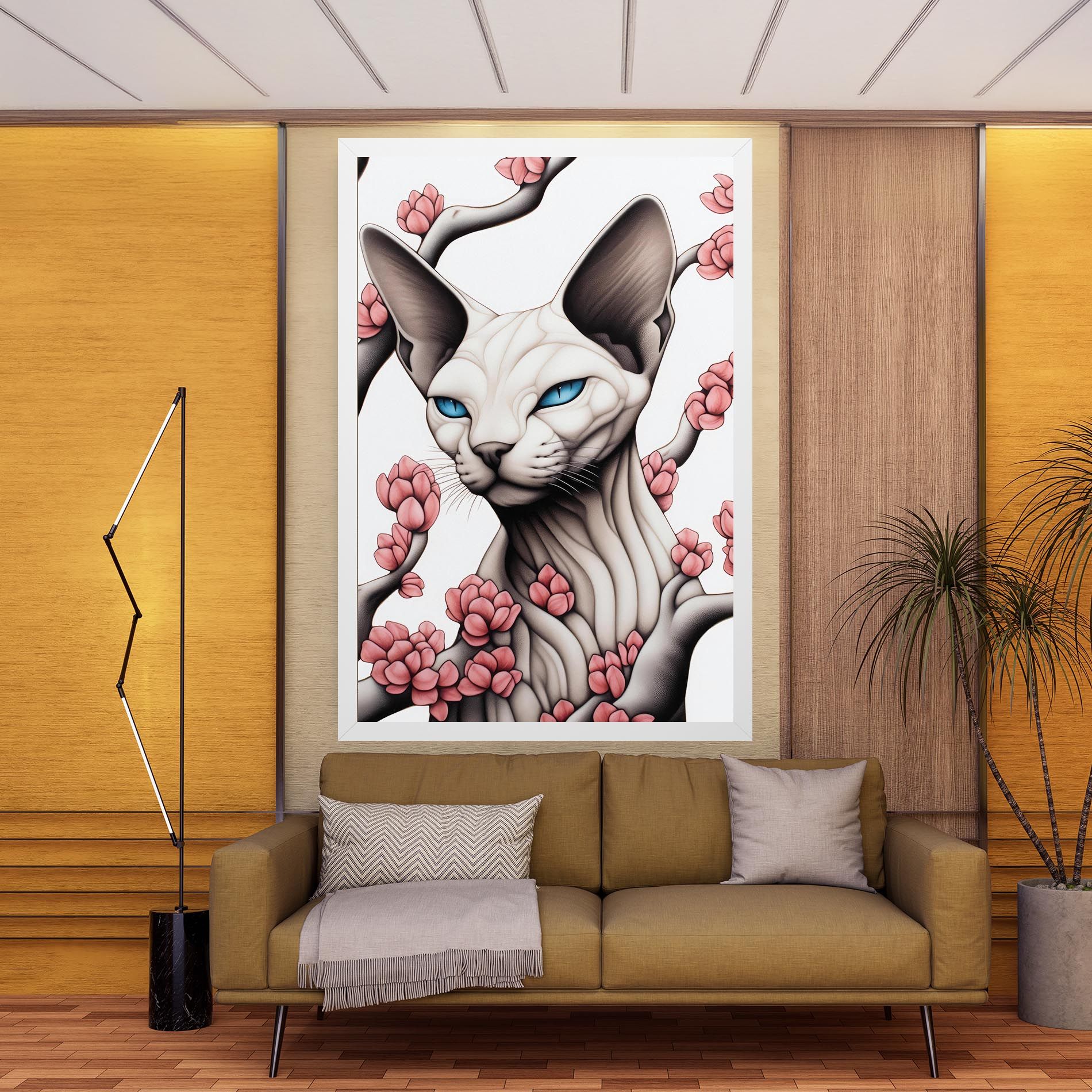 Blue Eyes Cat Drawing mockup 9