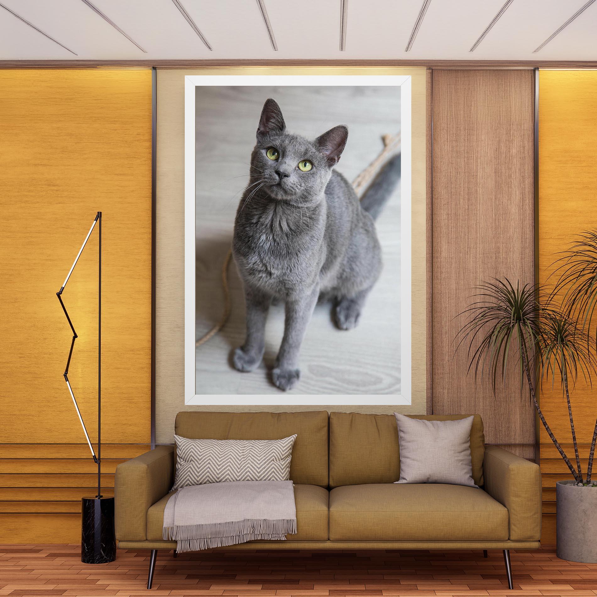 Leinwandbild Grey Green Cat Eyes mockup 9