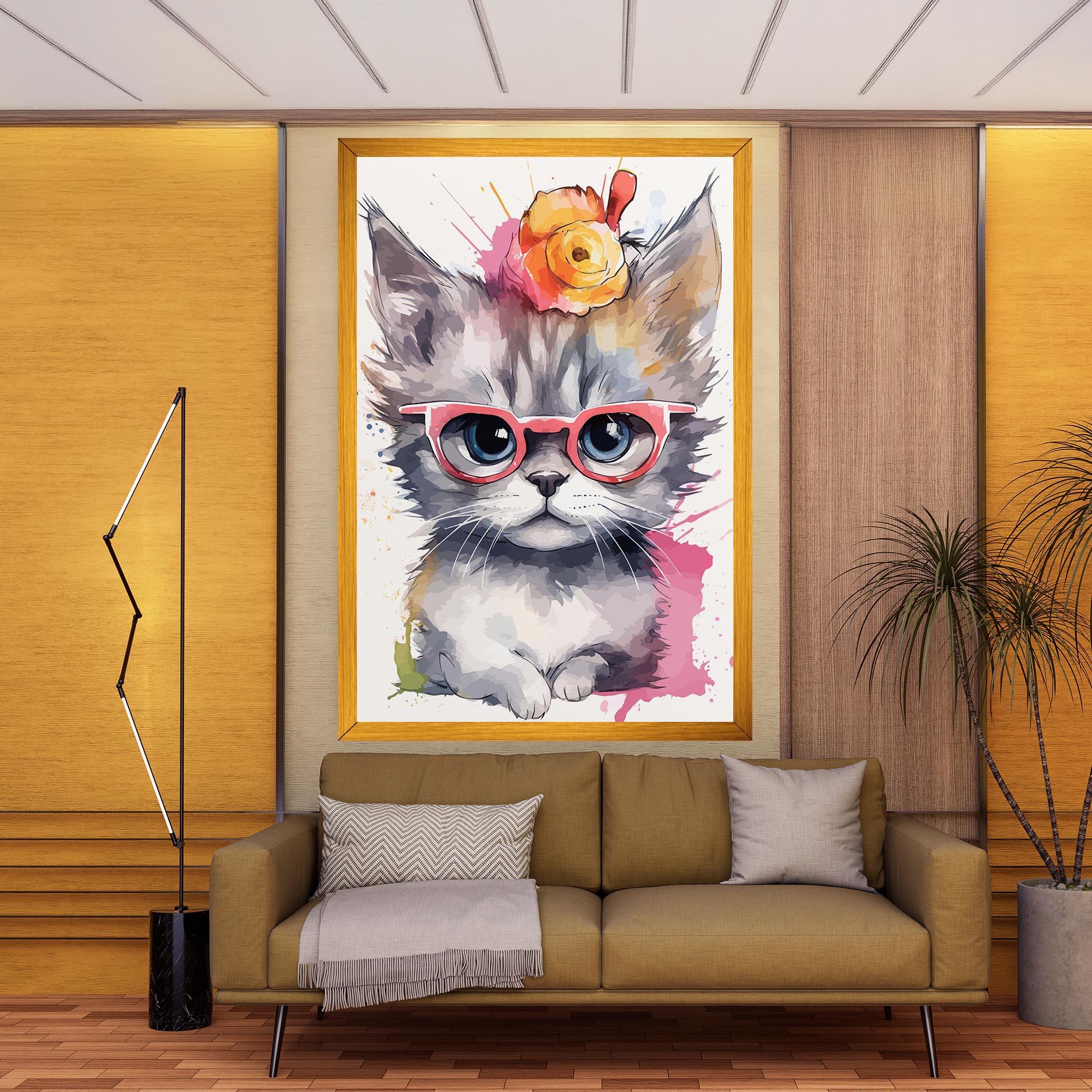 Leinwandbild Adorable Grey Cat mockup 9