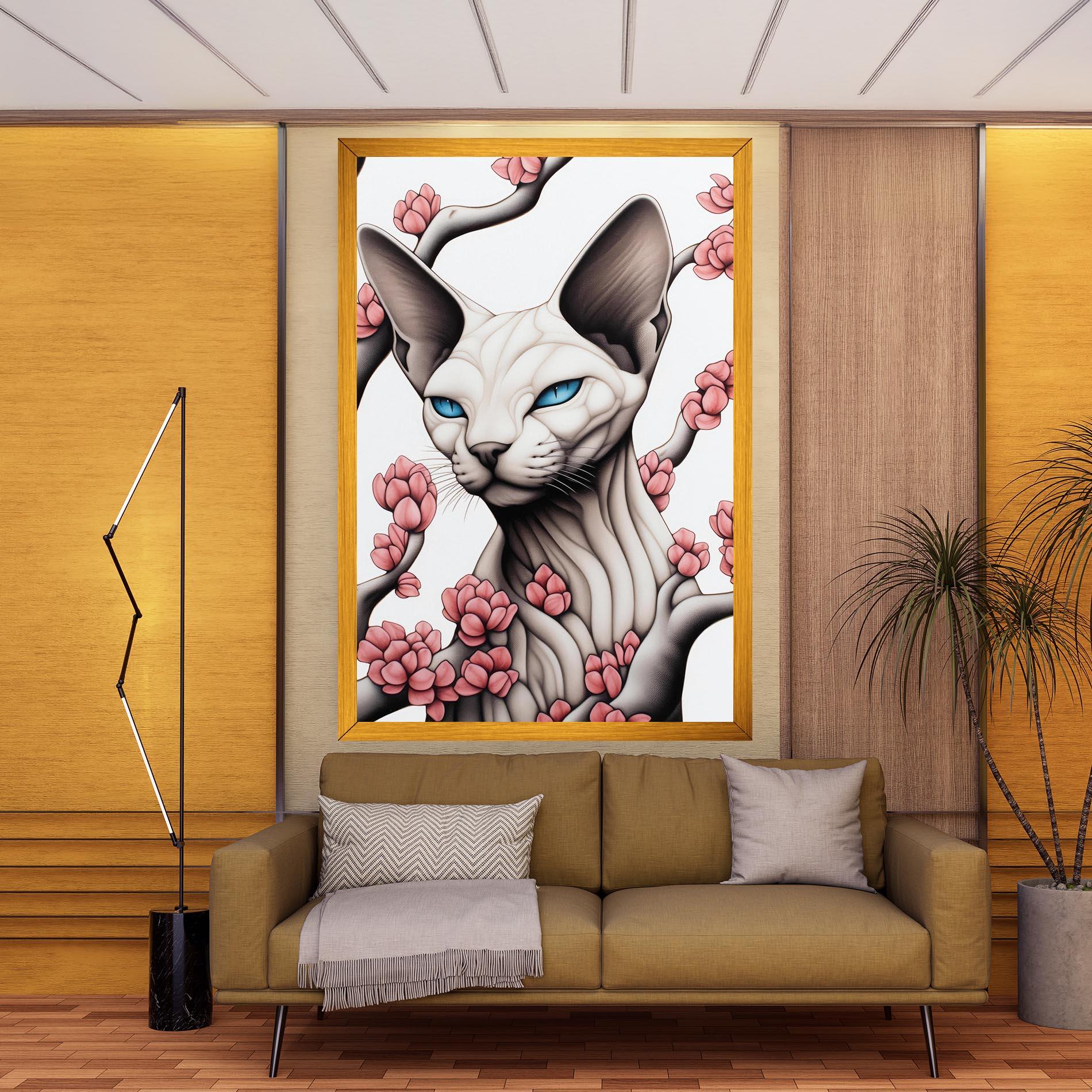 Leinwandbild Blue Eyes Cat Drawing mockup 9