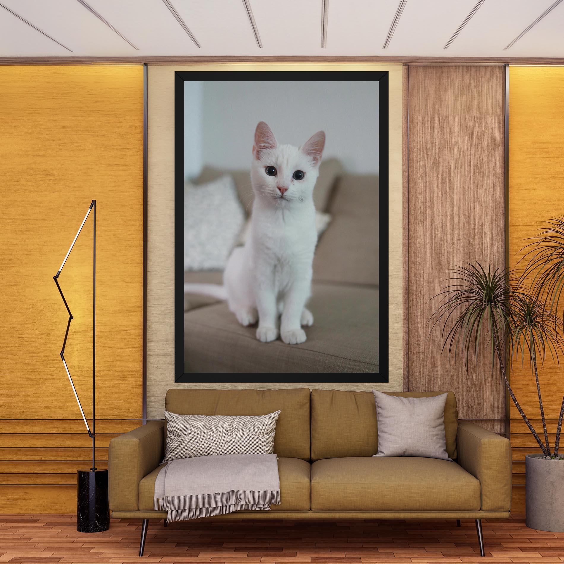 Leinwandbild Beautiful White Cat mockup 9