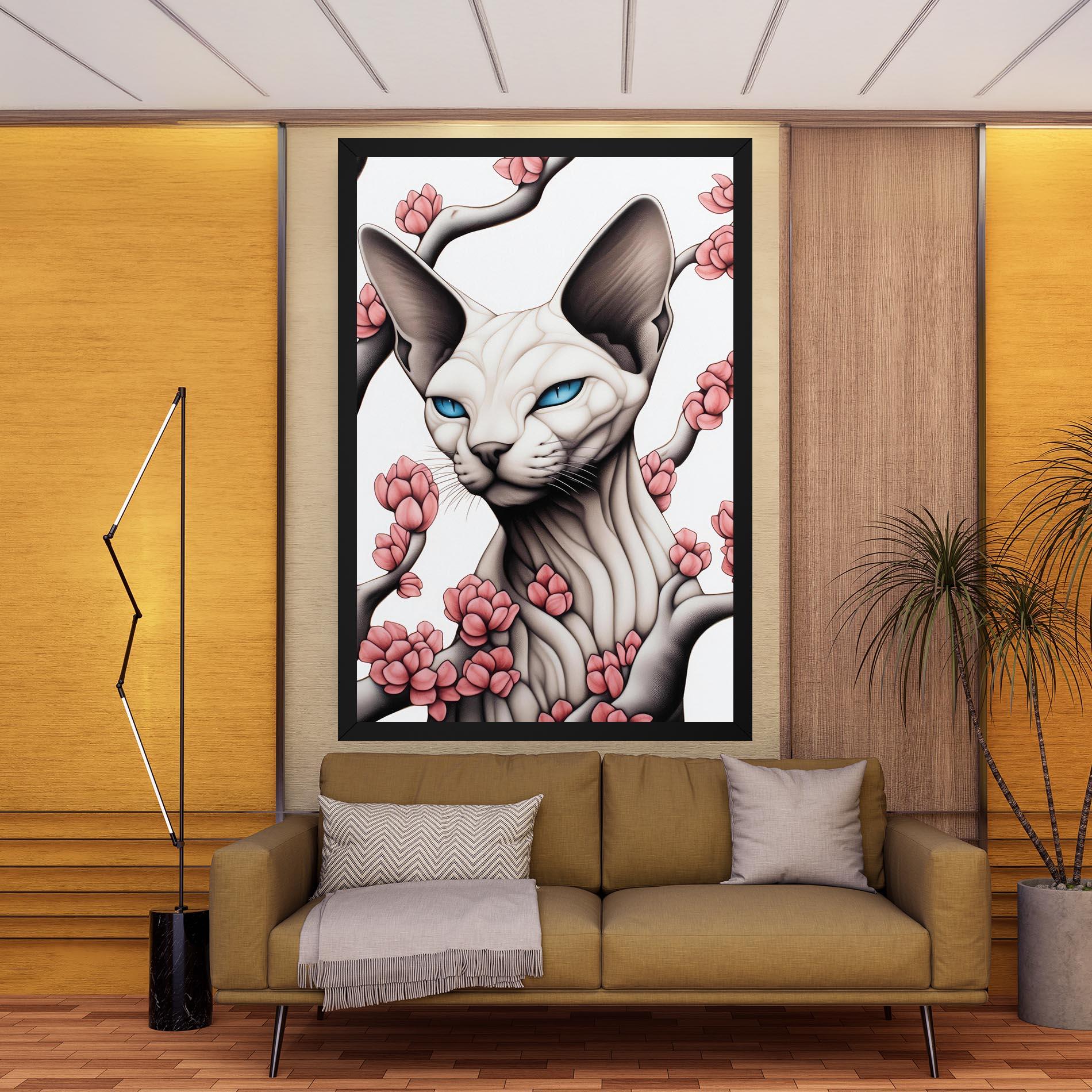 Leinwandbild Blue Eyes Cat Drawing mockup 9