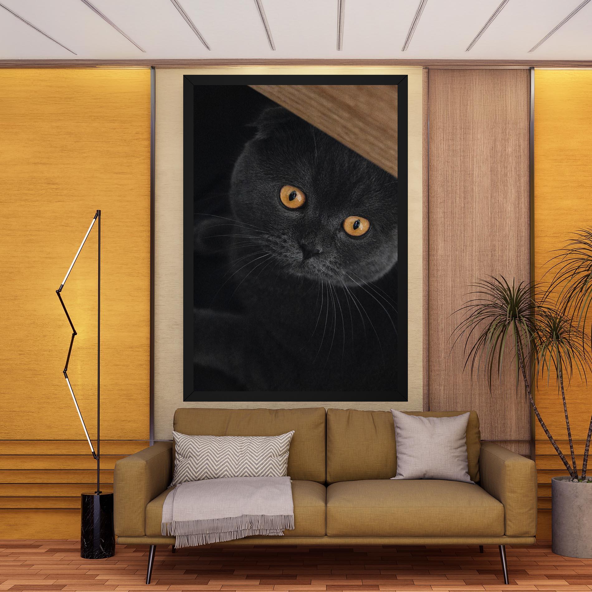 Leinwandbild Grey Cat With Orange Eyes mockup 9