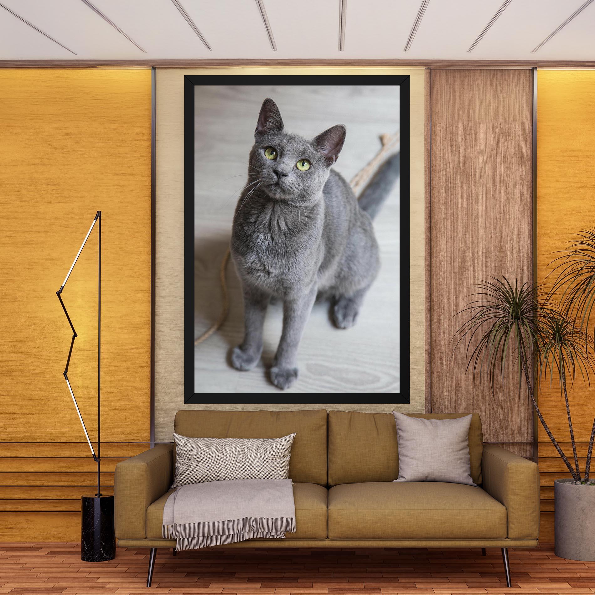 Leinwandbild Grey Green Cat Eyes mockup 9
