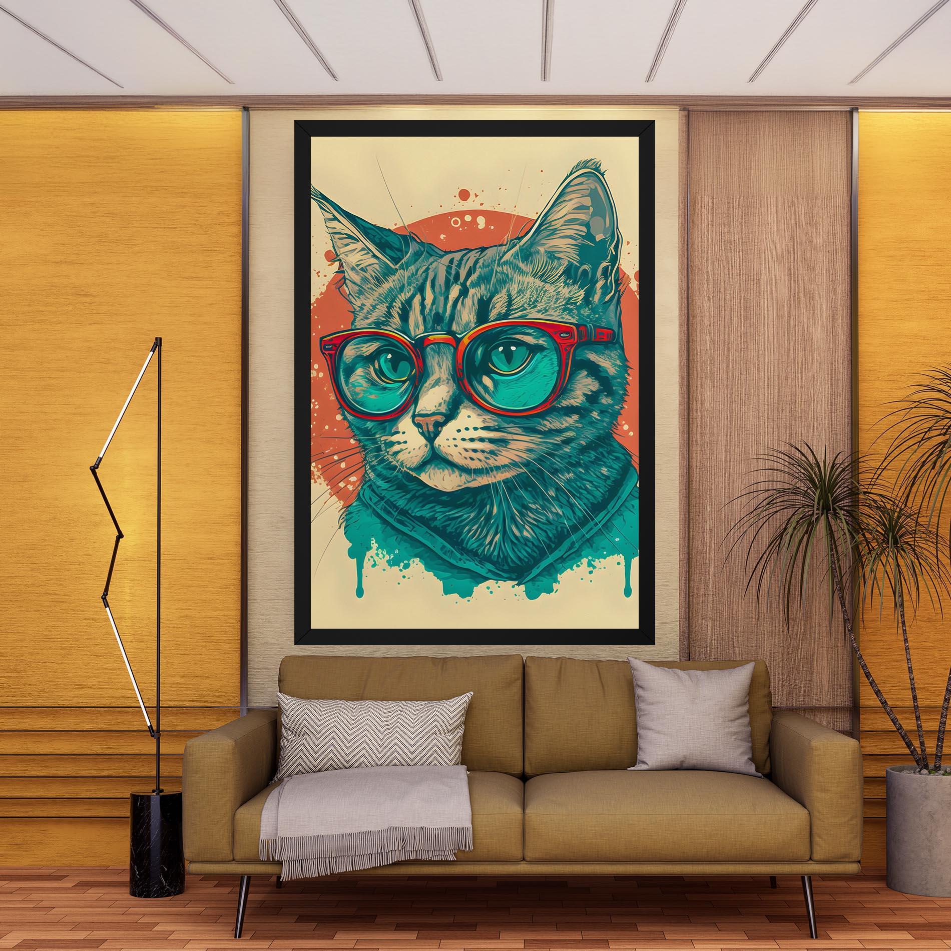 Leinwandbild Red Glasses Cat mockup 9