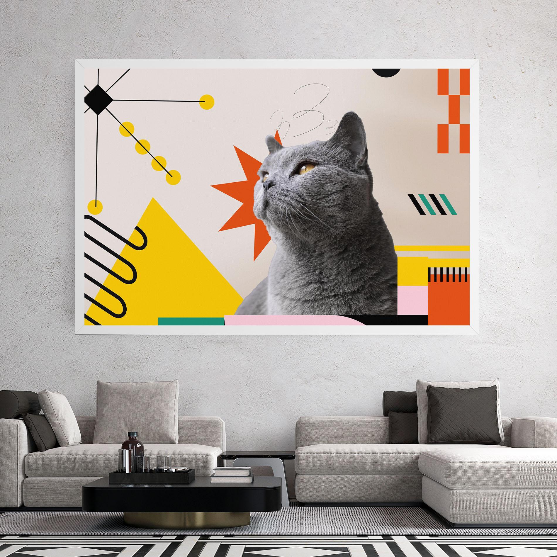 Leinwandbild Colorful Graphic Cat mockup 2