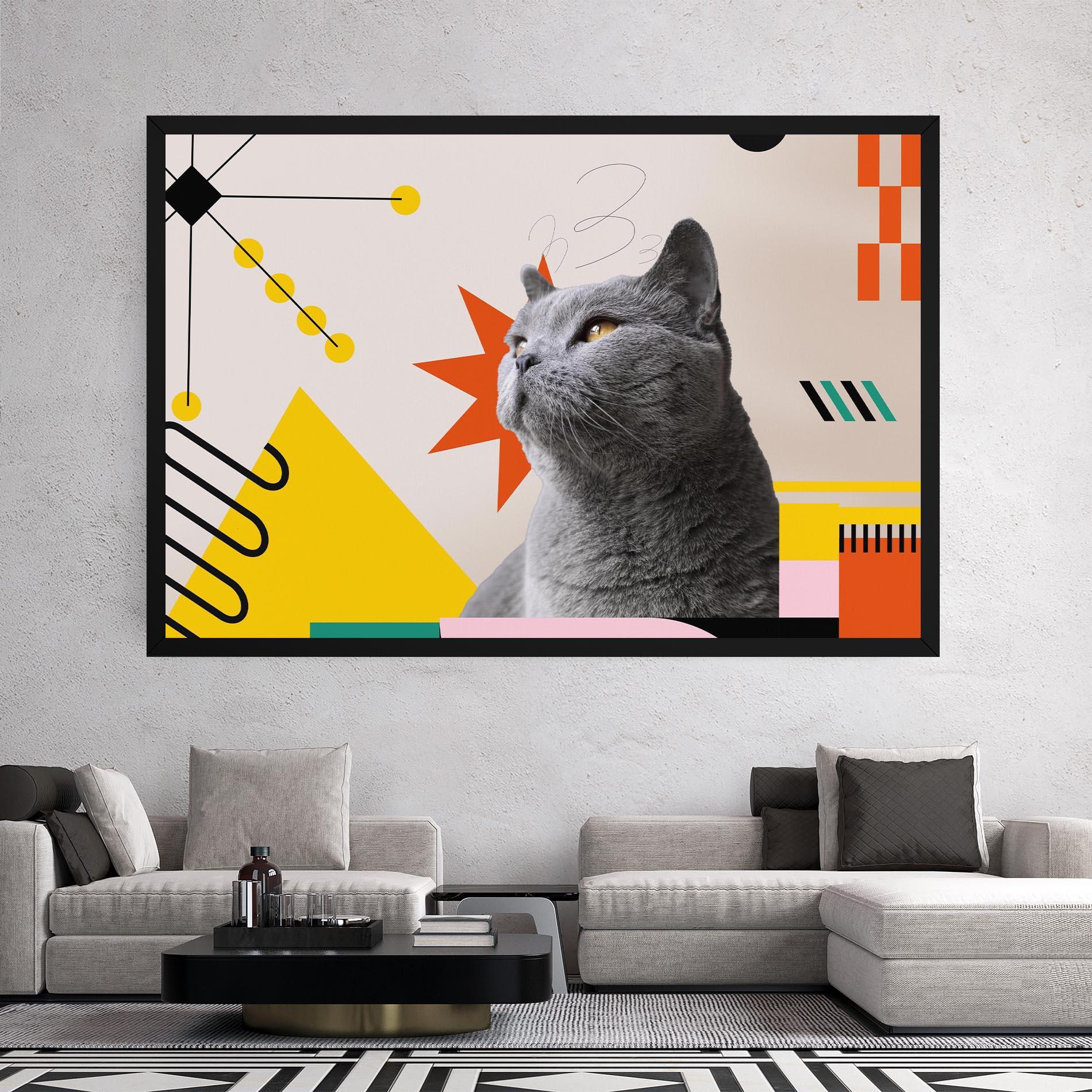 Leinwandbild Colorful Graphic Cat mockup 2
