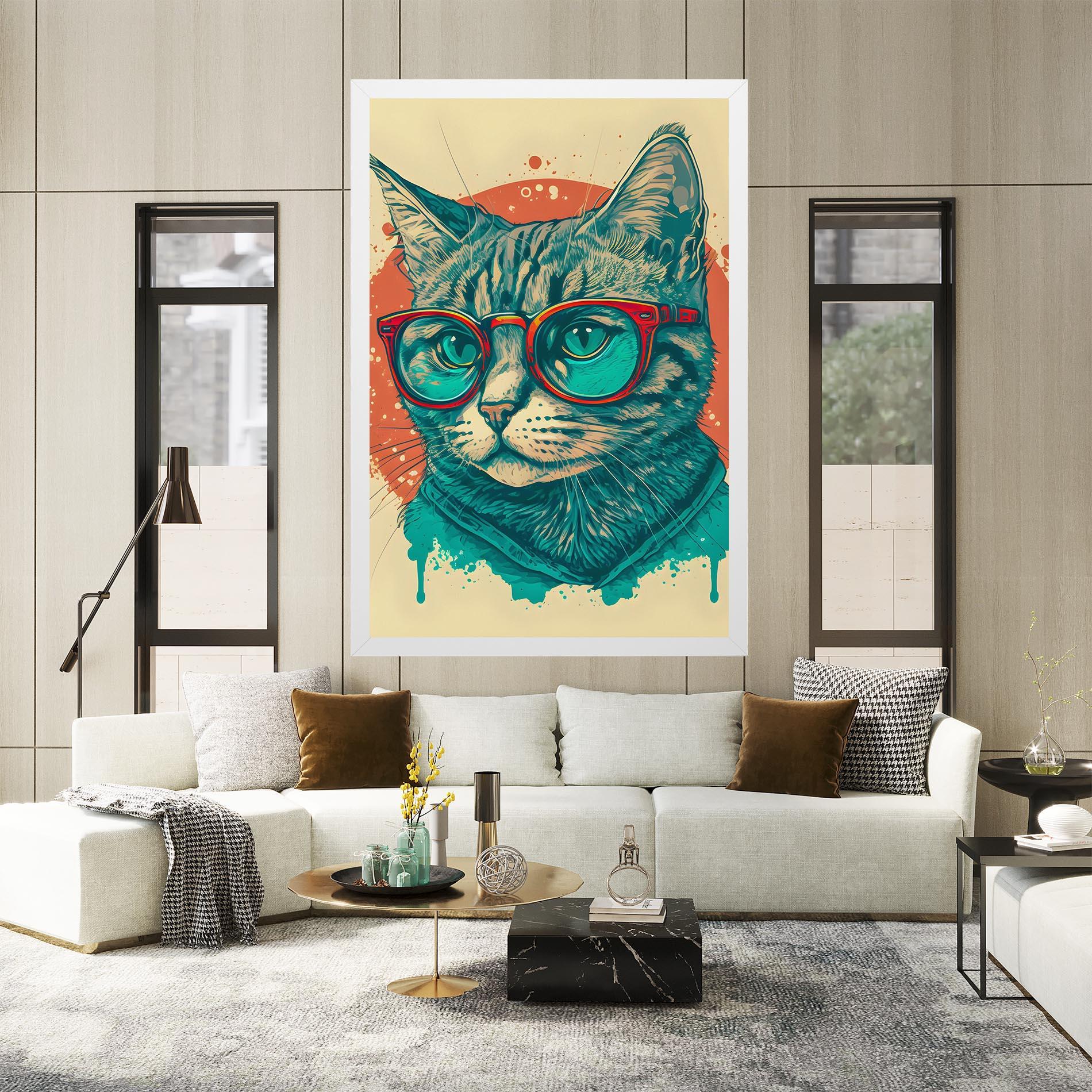 Leinwandbild Red Glasses Cat mockup 2