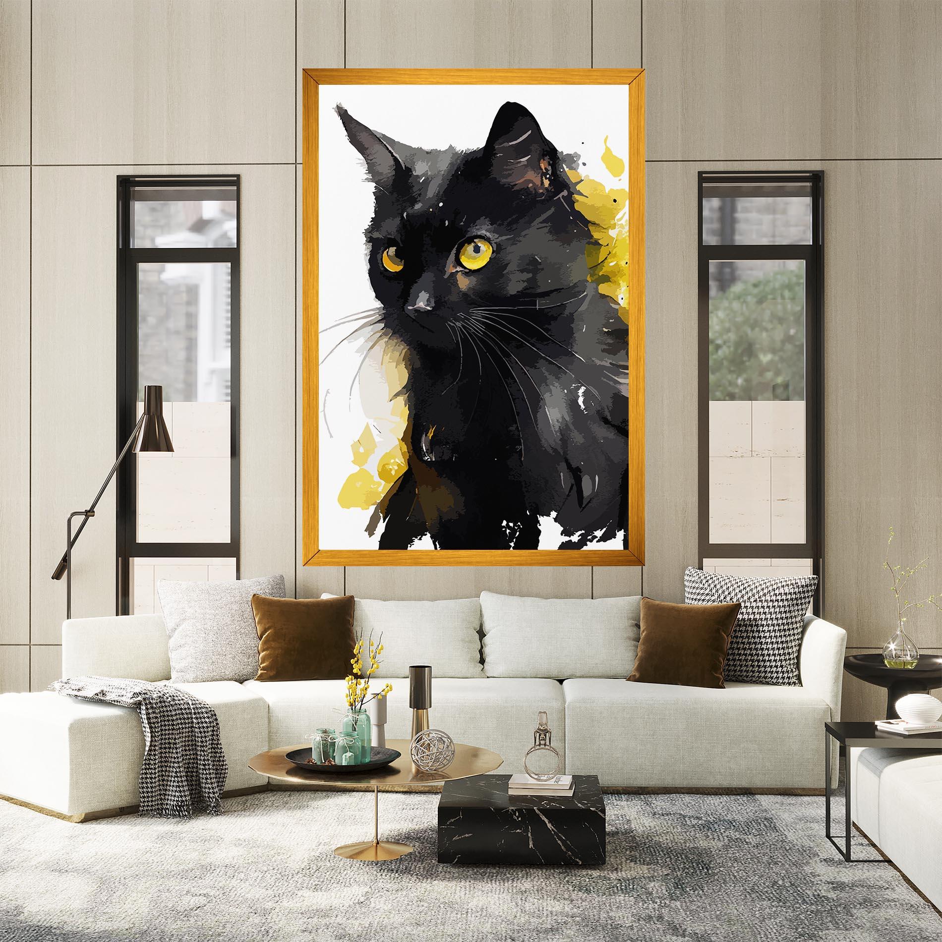 Leinwandbild Beautiful Black Cat mockup 2