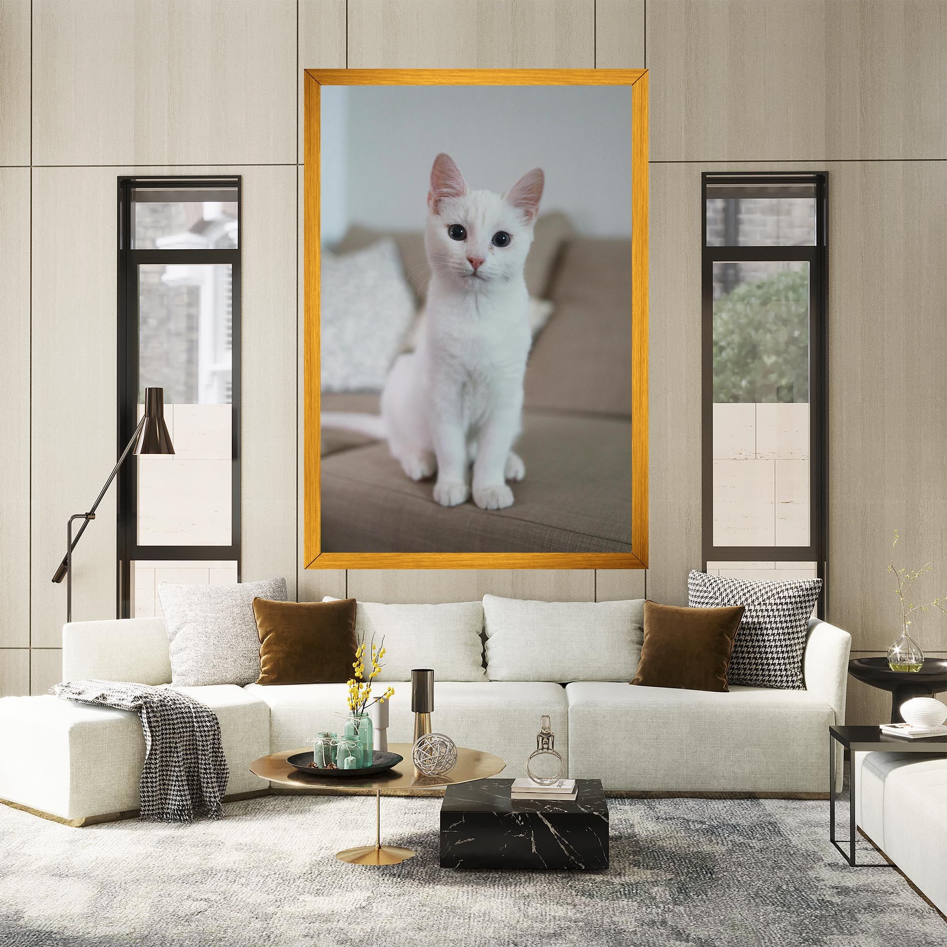 Beautiful White Cat mockup 2