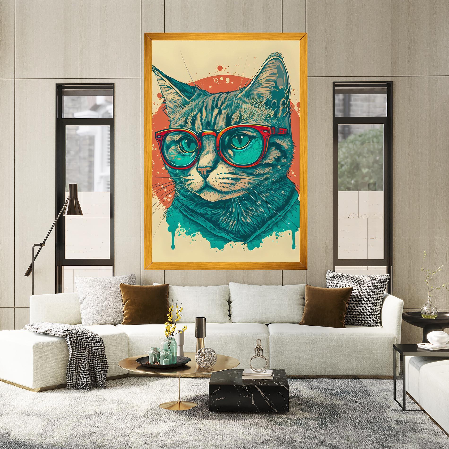 Leinwandbild Red Glasses Cat mockup 2