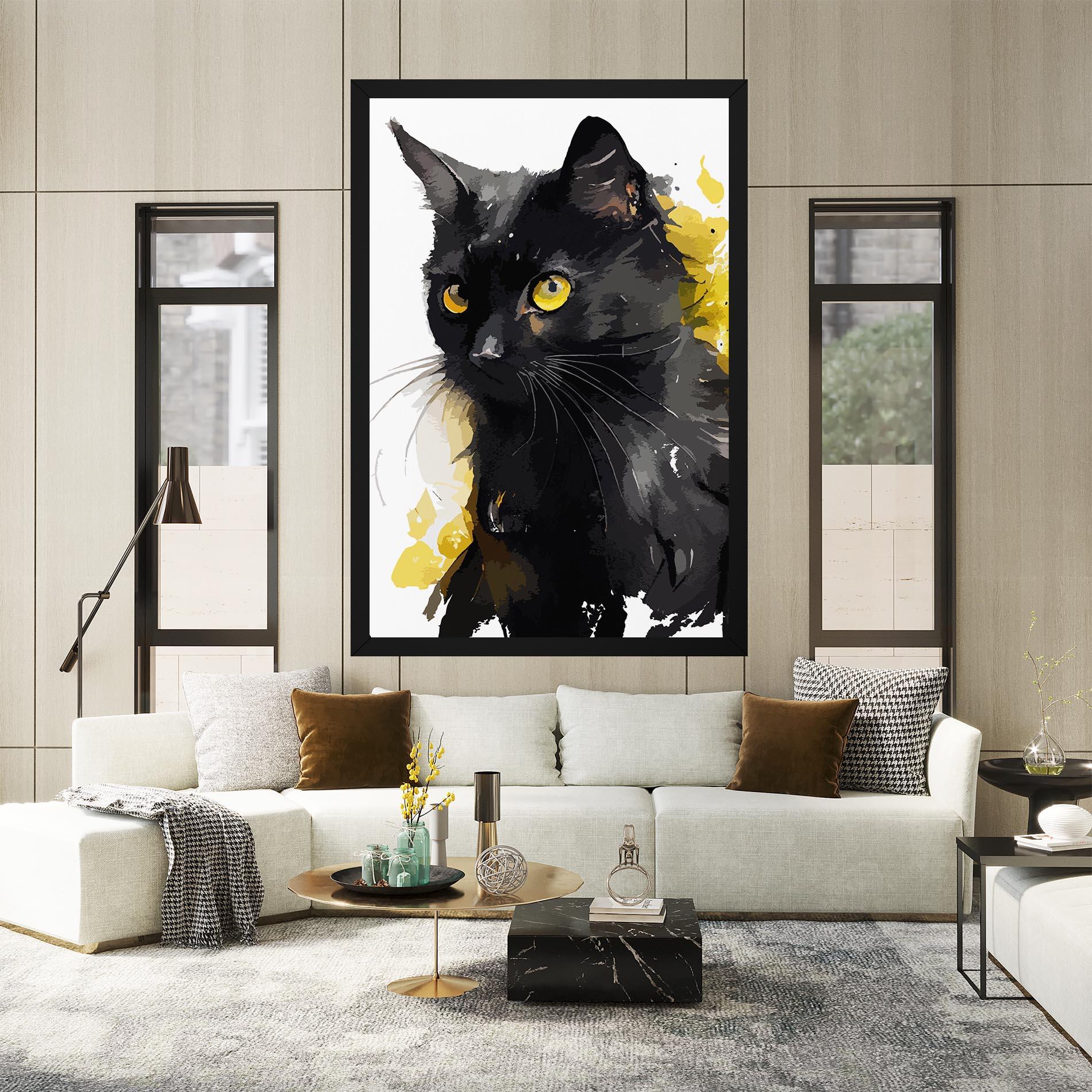 Leinwandbild Beautiful Black Cat mockup 2