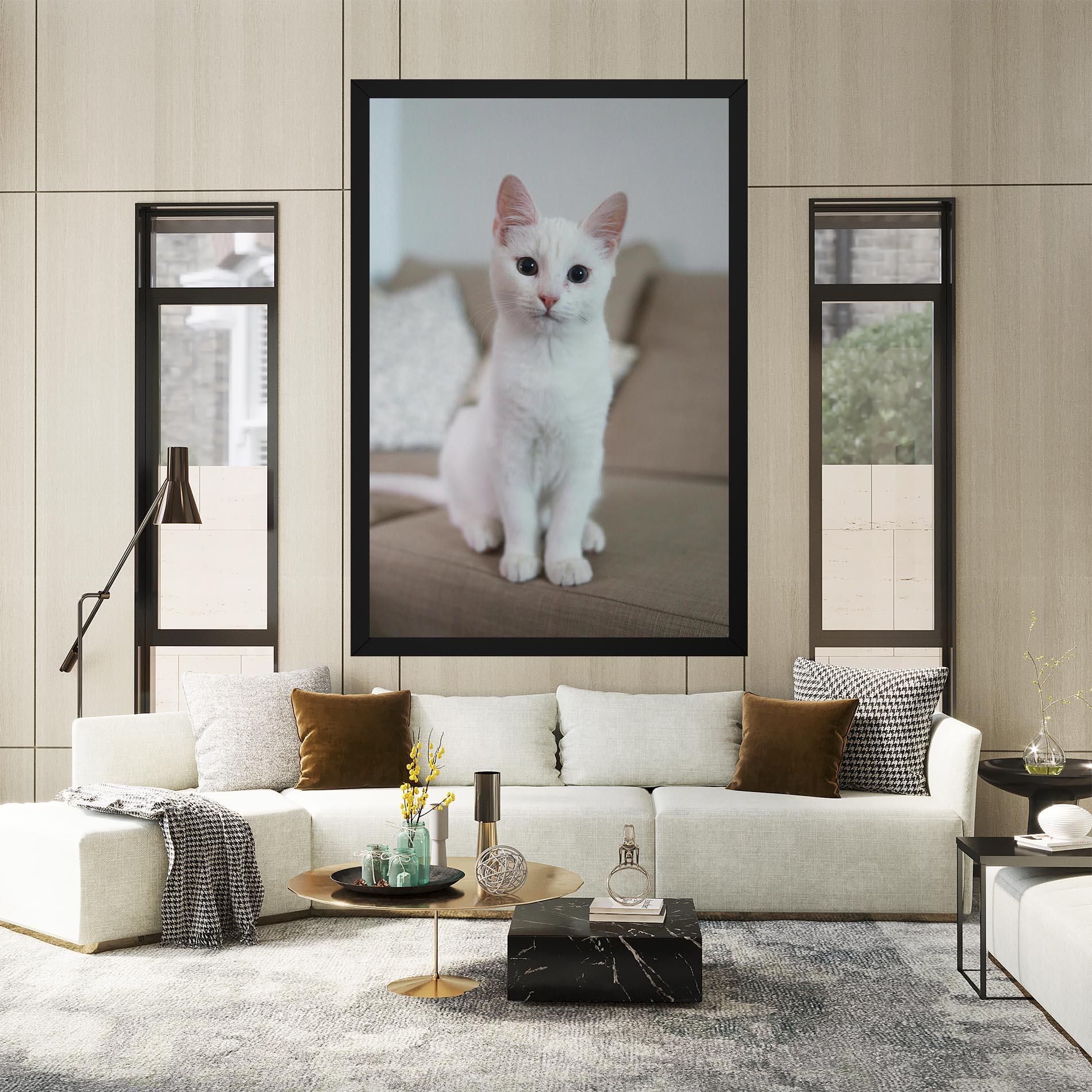 Leinwandbild Beautiful White Cat mockup 2