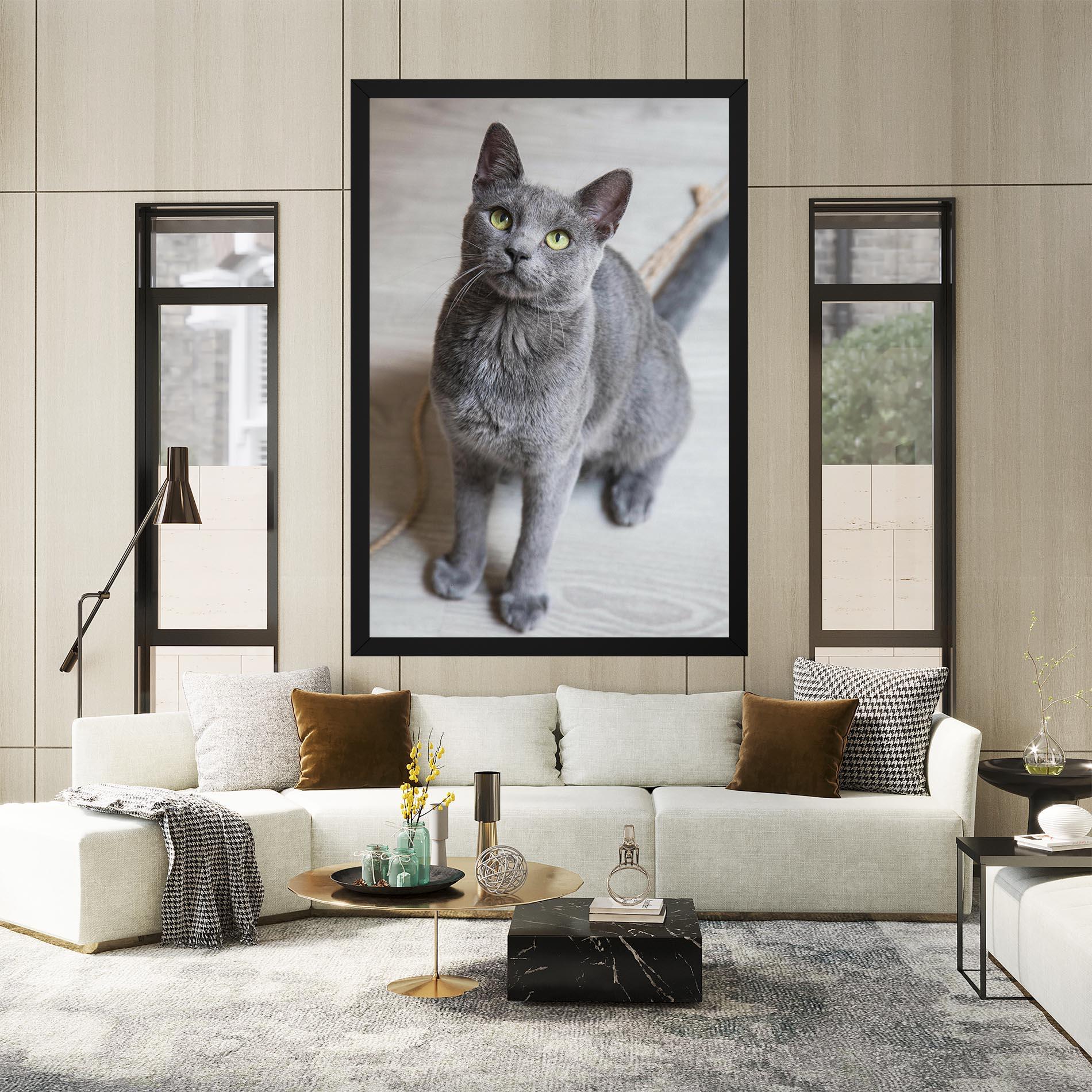 Leinwandbild Grey Green Cat Eyes mockup 2