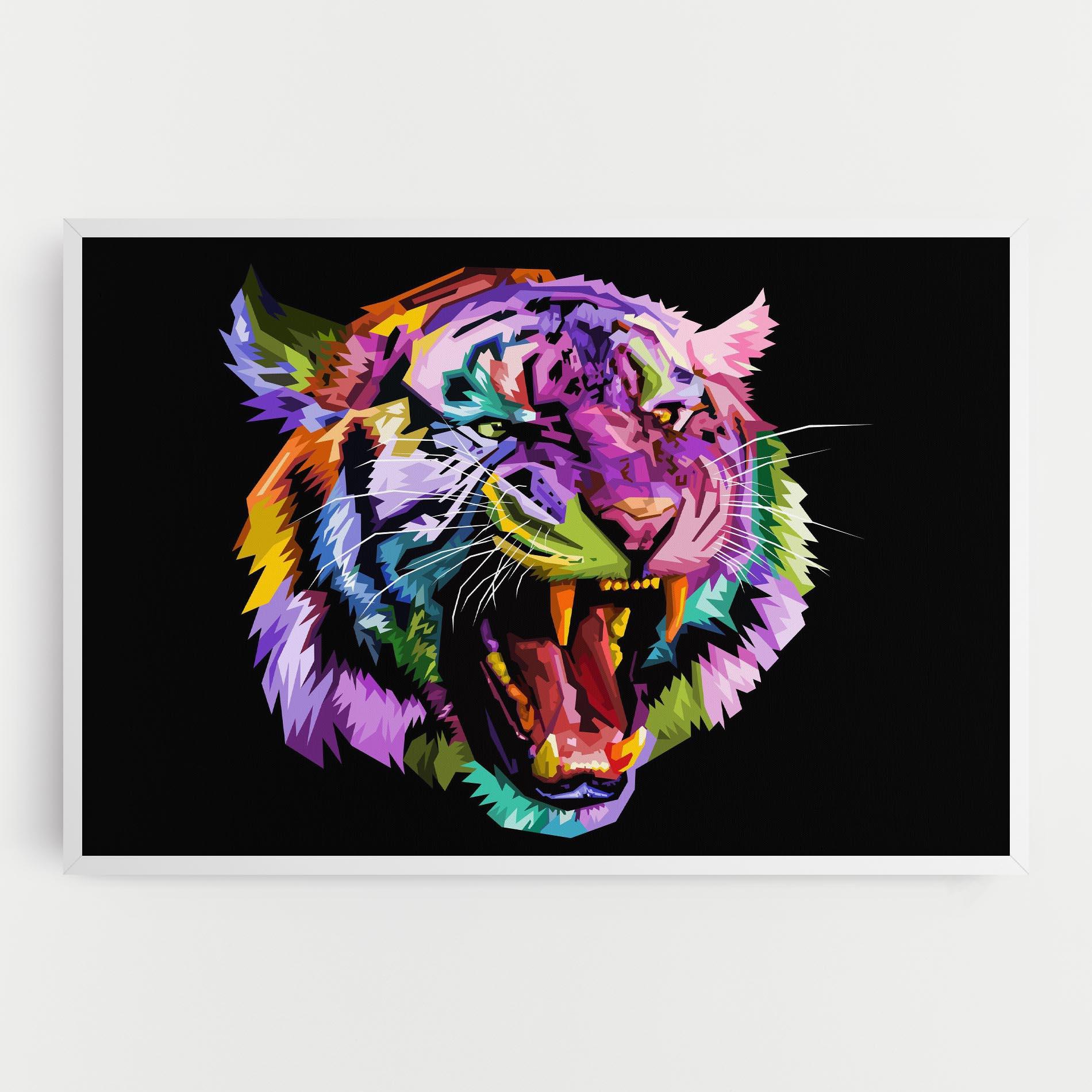 Leinwandbild Tiger On Black mockup 0