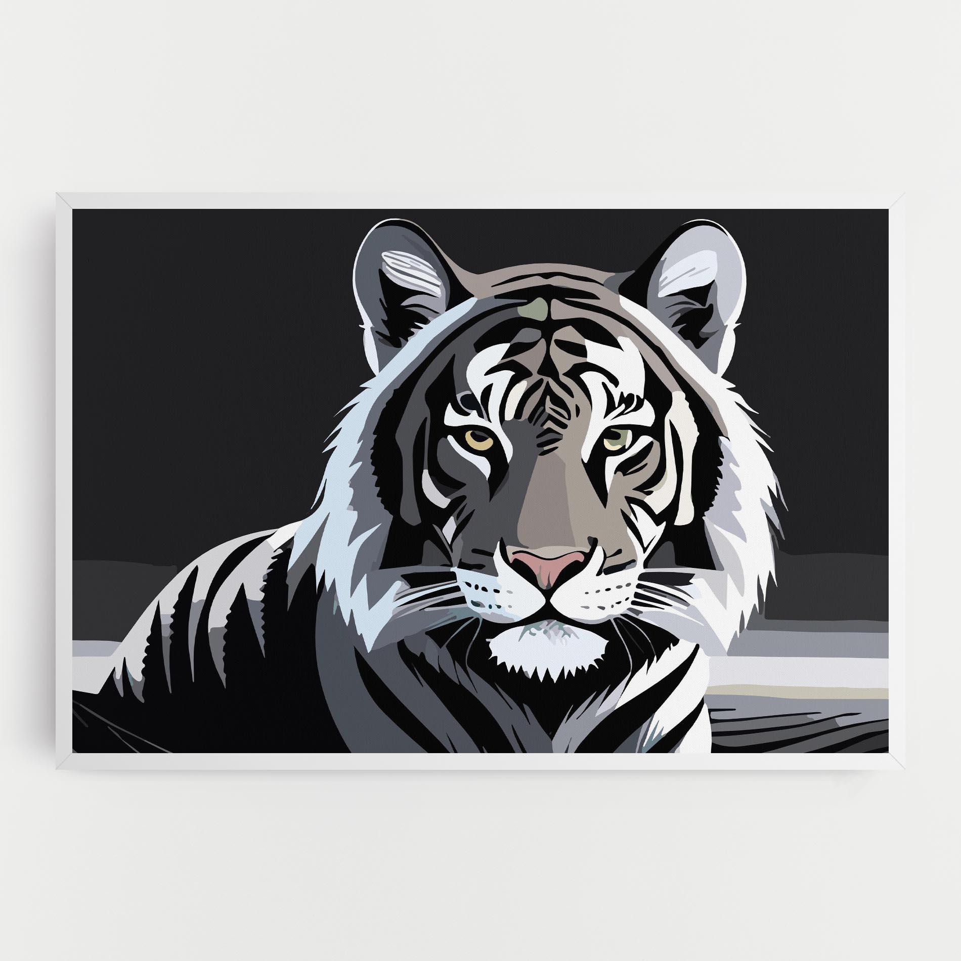 Leinwandbild White Grey Tiger mockup 0