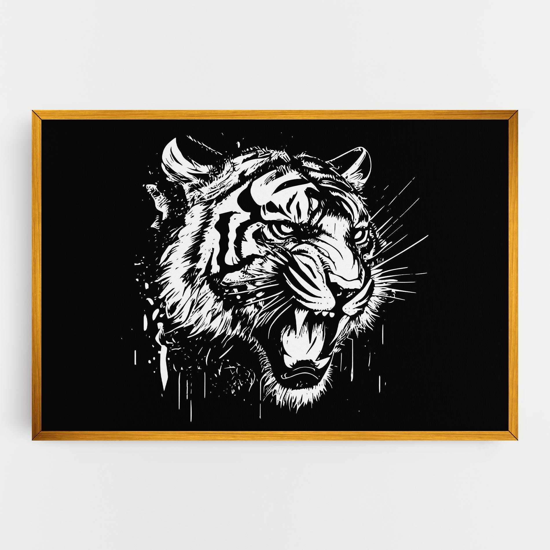 Leinwandbild Angry Tiger Head mockup 0