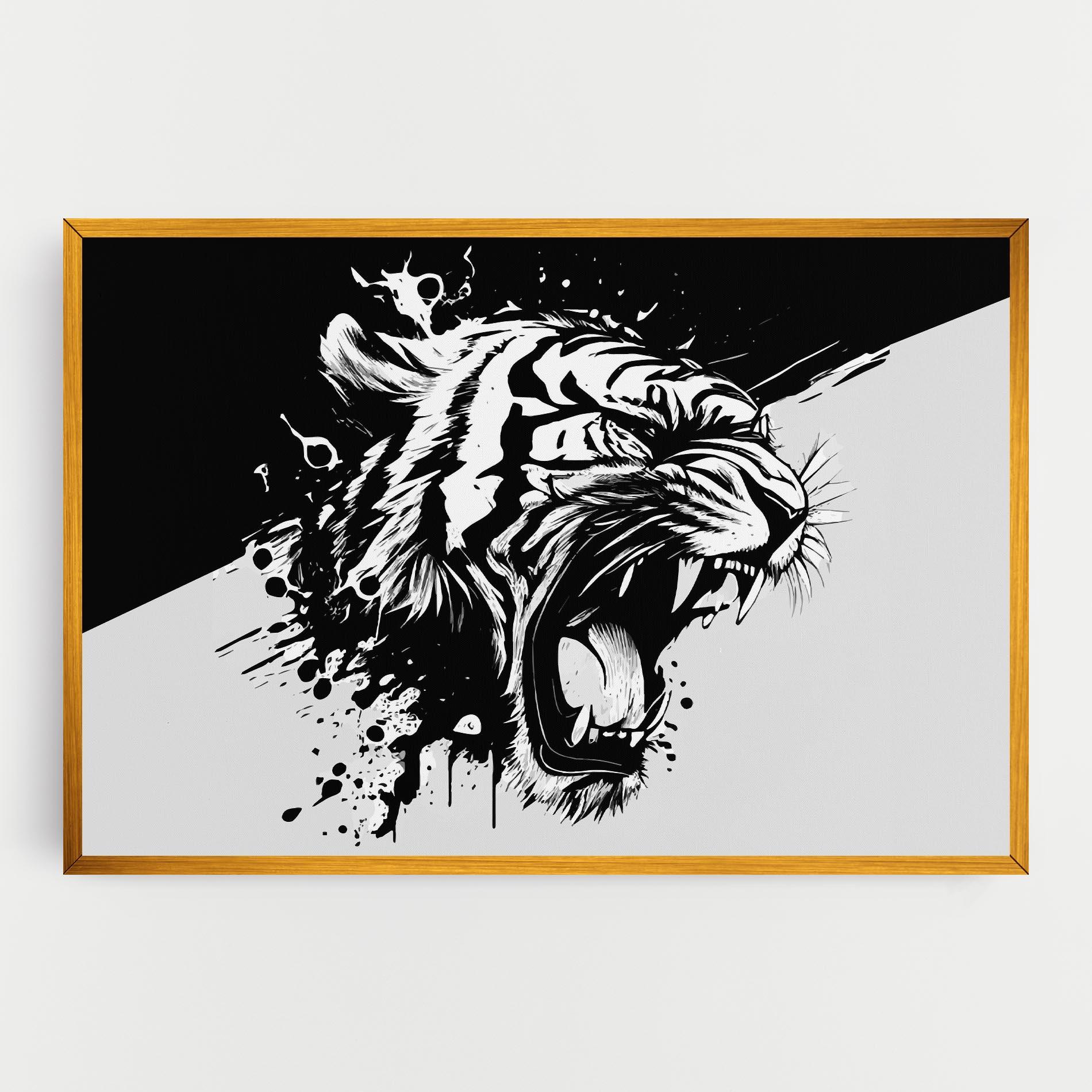 Leinwandbild Black Grey Tiger mockup 0